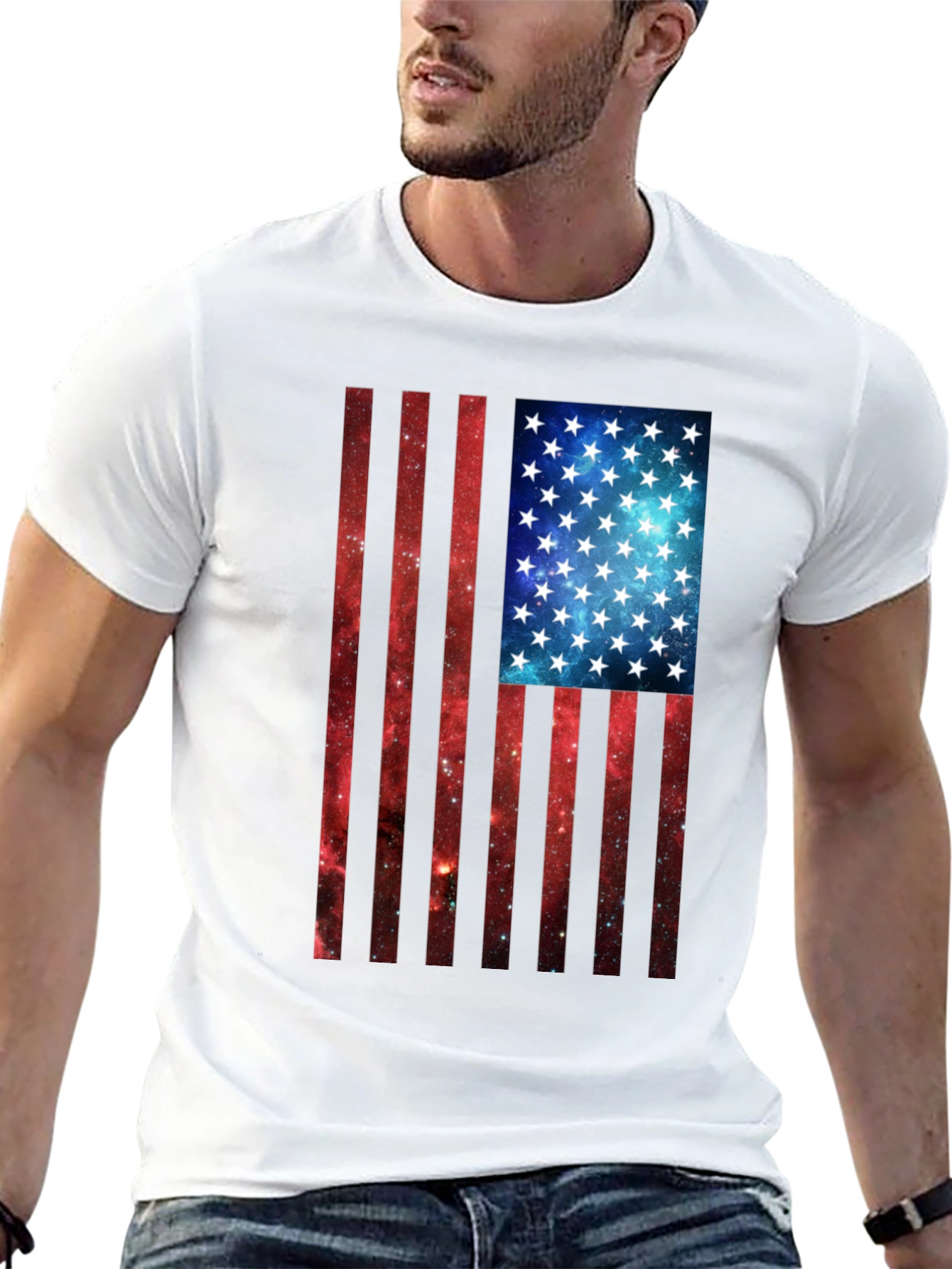 American Flag Galaxy Graphic Tee