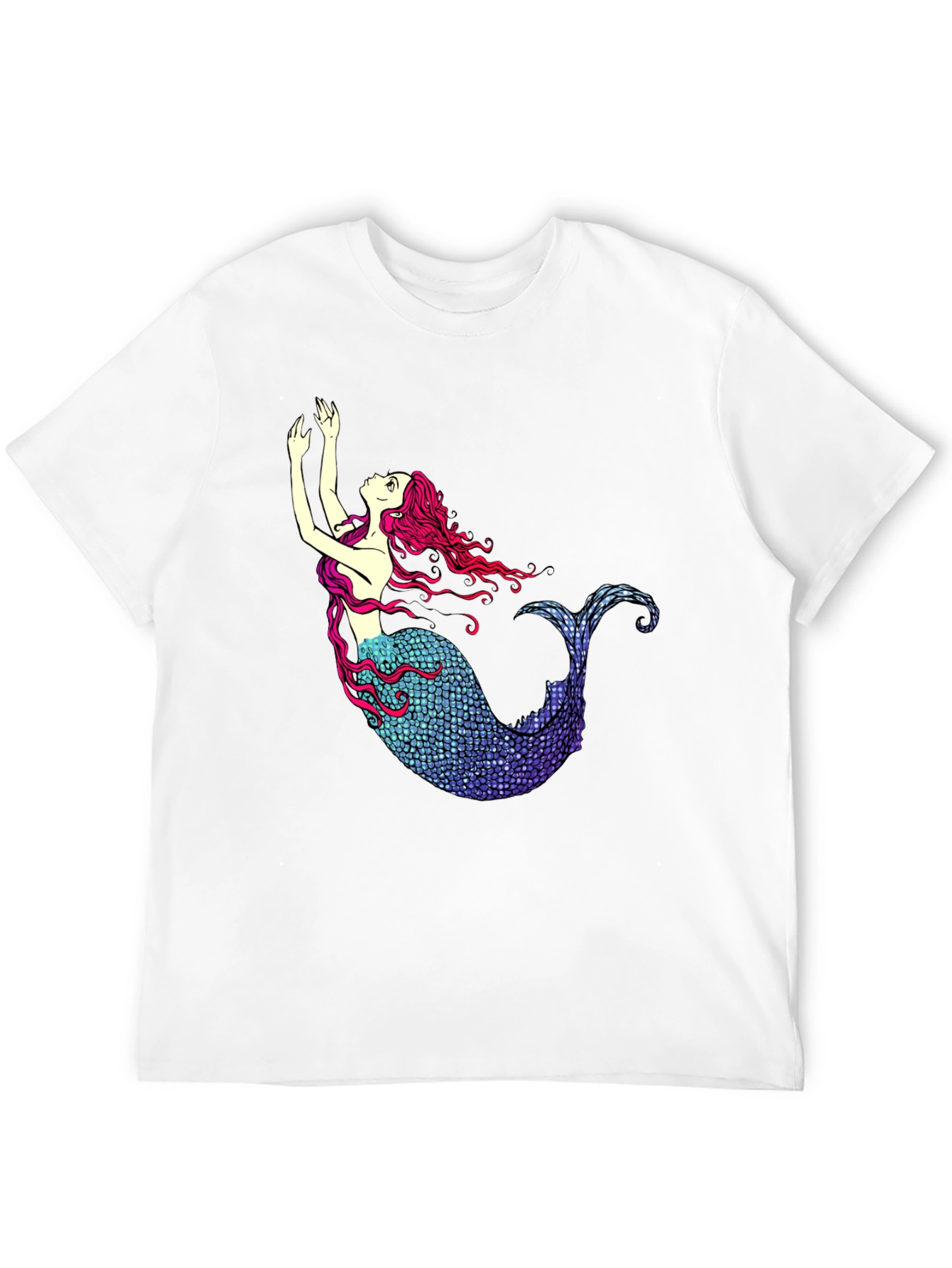 Mermaid Graphic Tee - Black Cotton T-Shirt