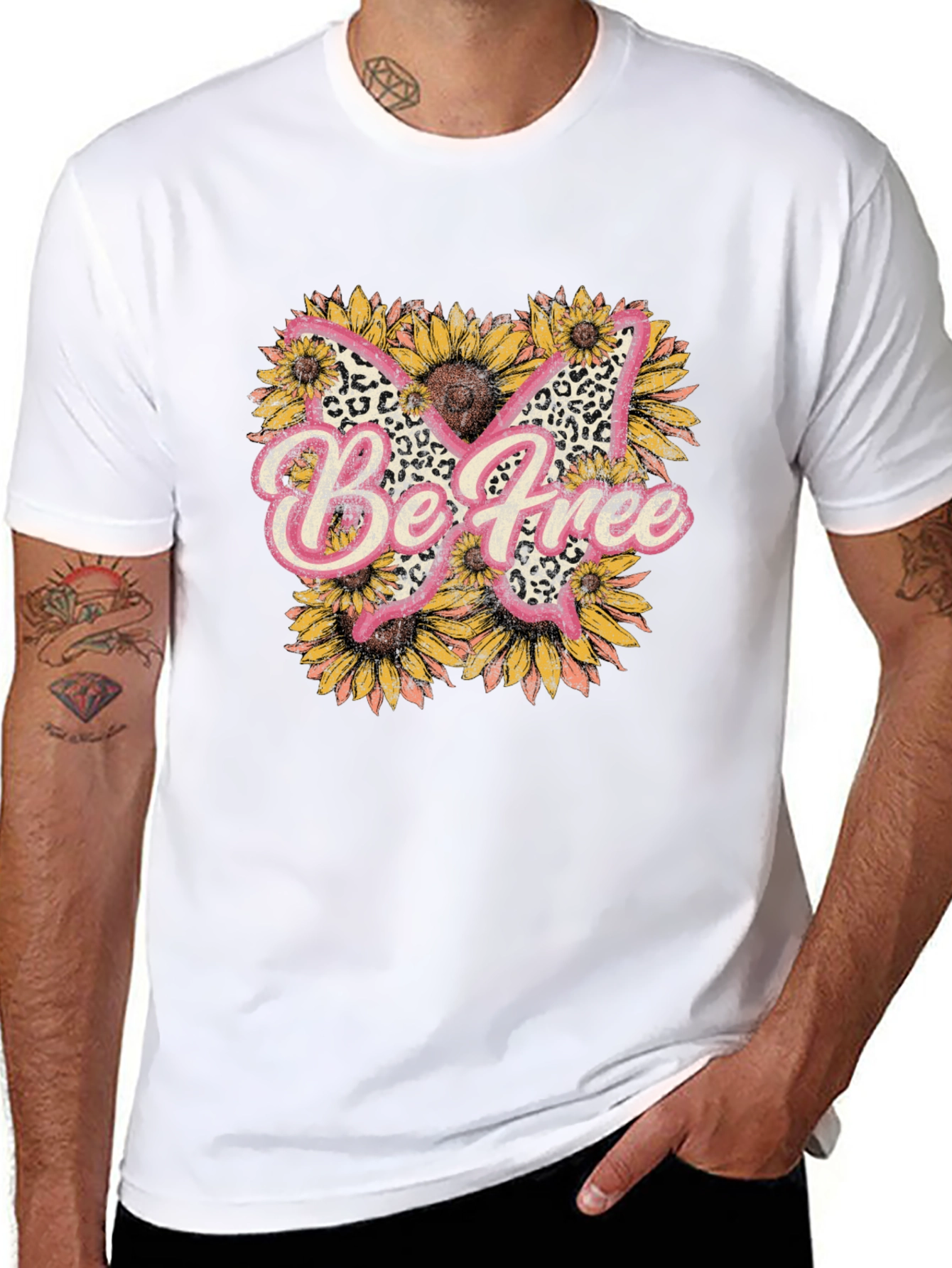 Be Free Butterfly Sunflower Graphic Tee