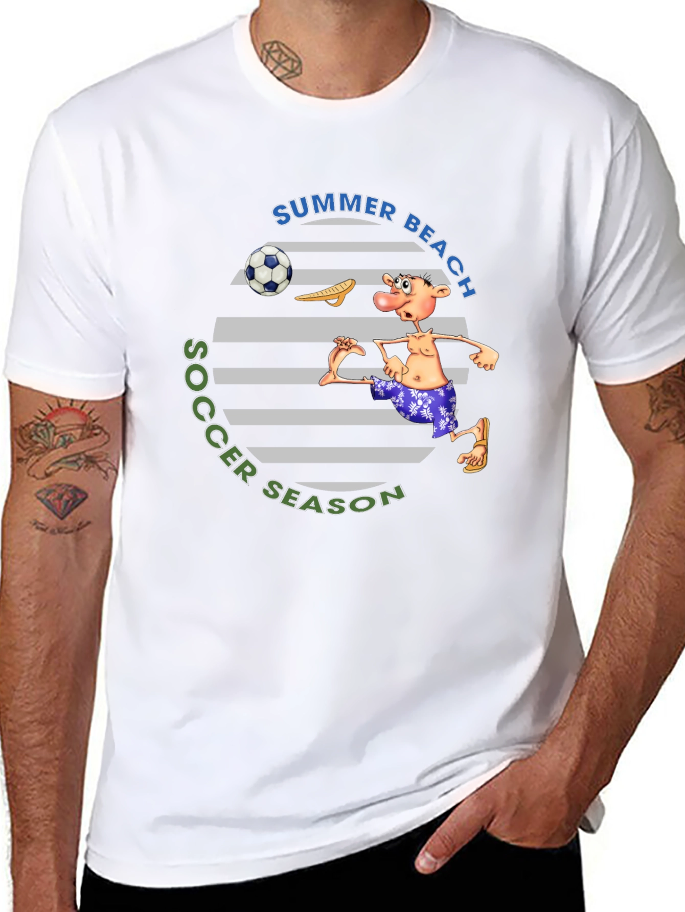 Summer Beach Soccer Season T-Shirt - Funny Cartoon Tee