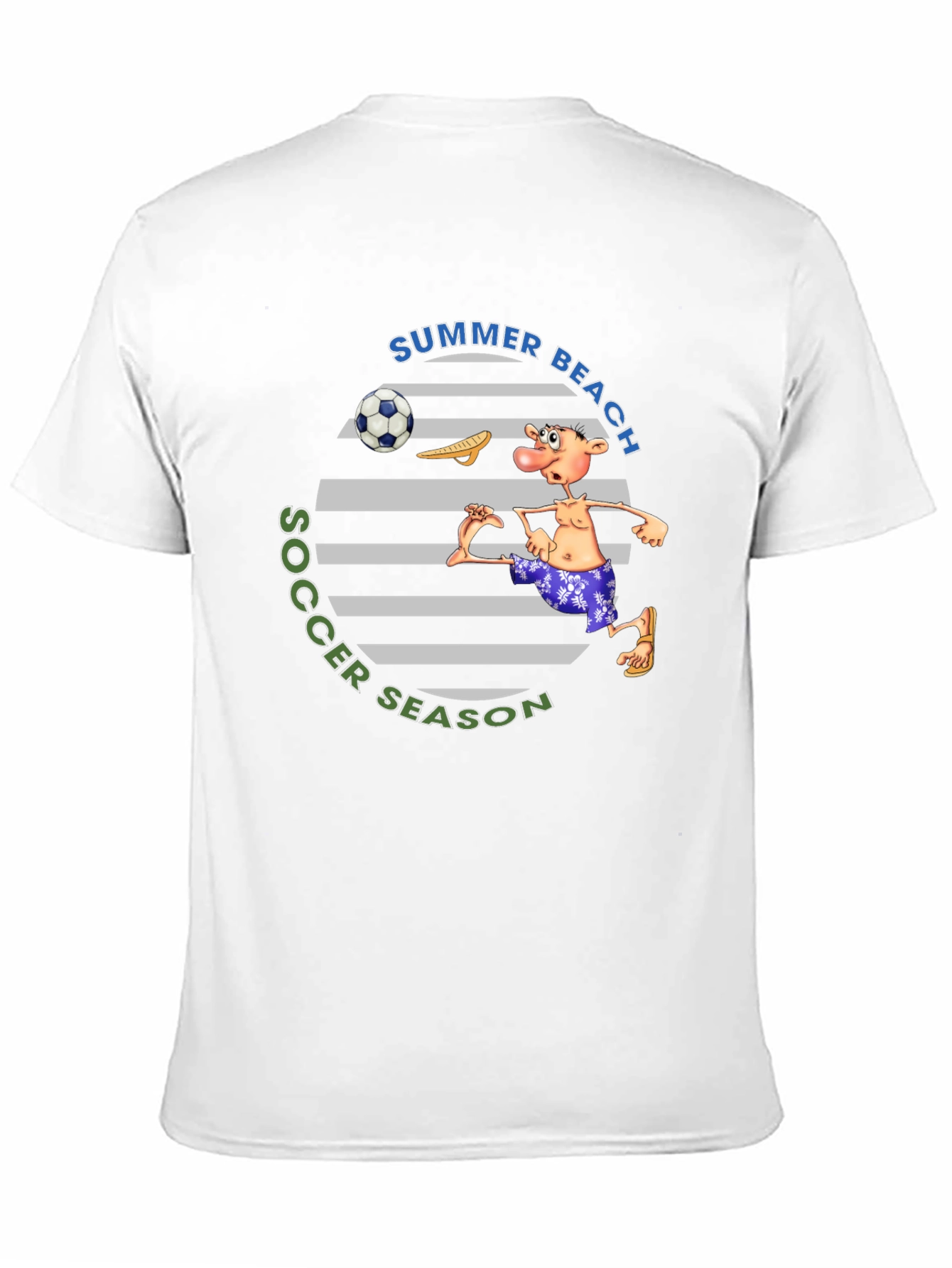 Summer Beach Soccer Season T-Shirt - Funny Cartoon Tee