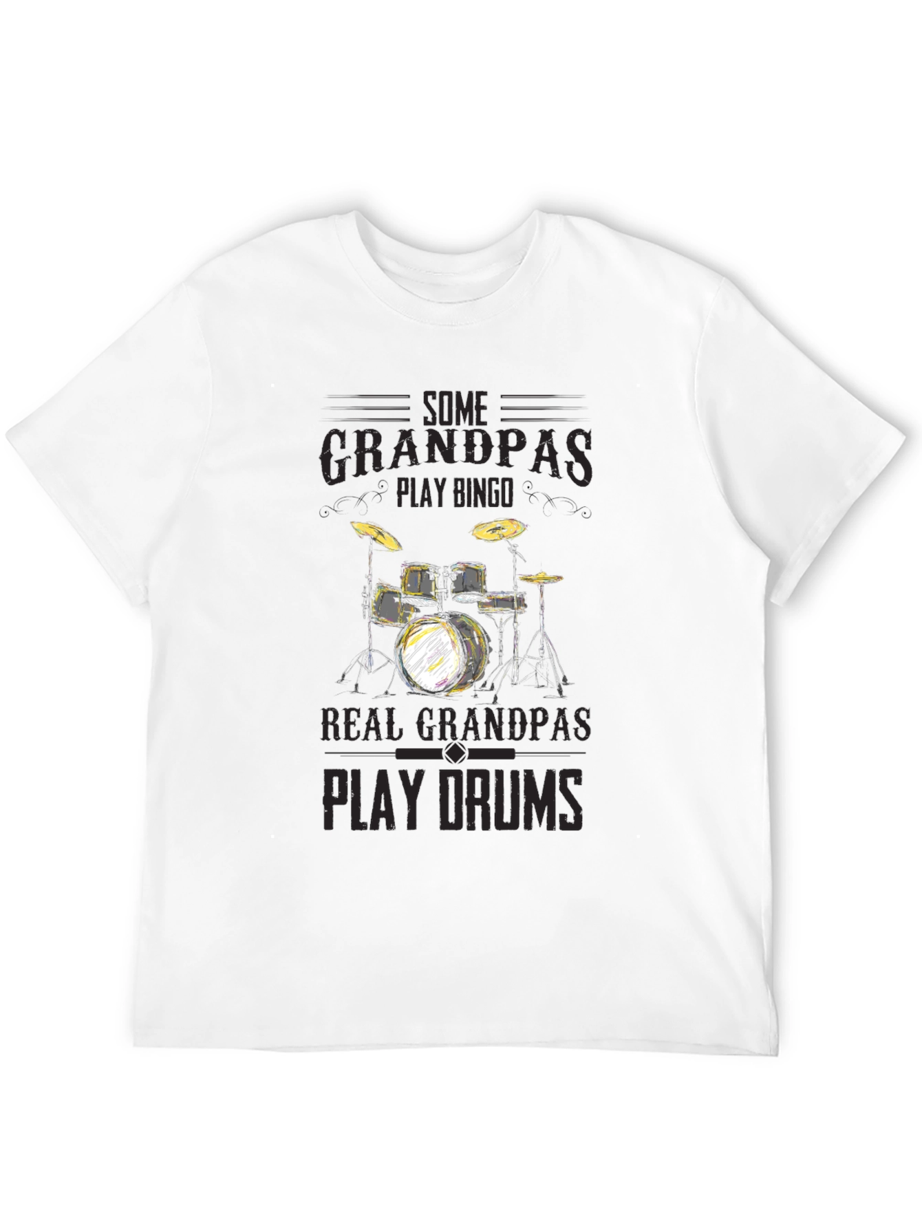 Grandpas Play Drums Graphic Tee - Black Cotton