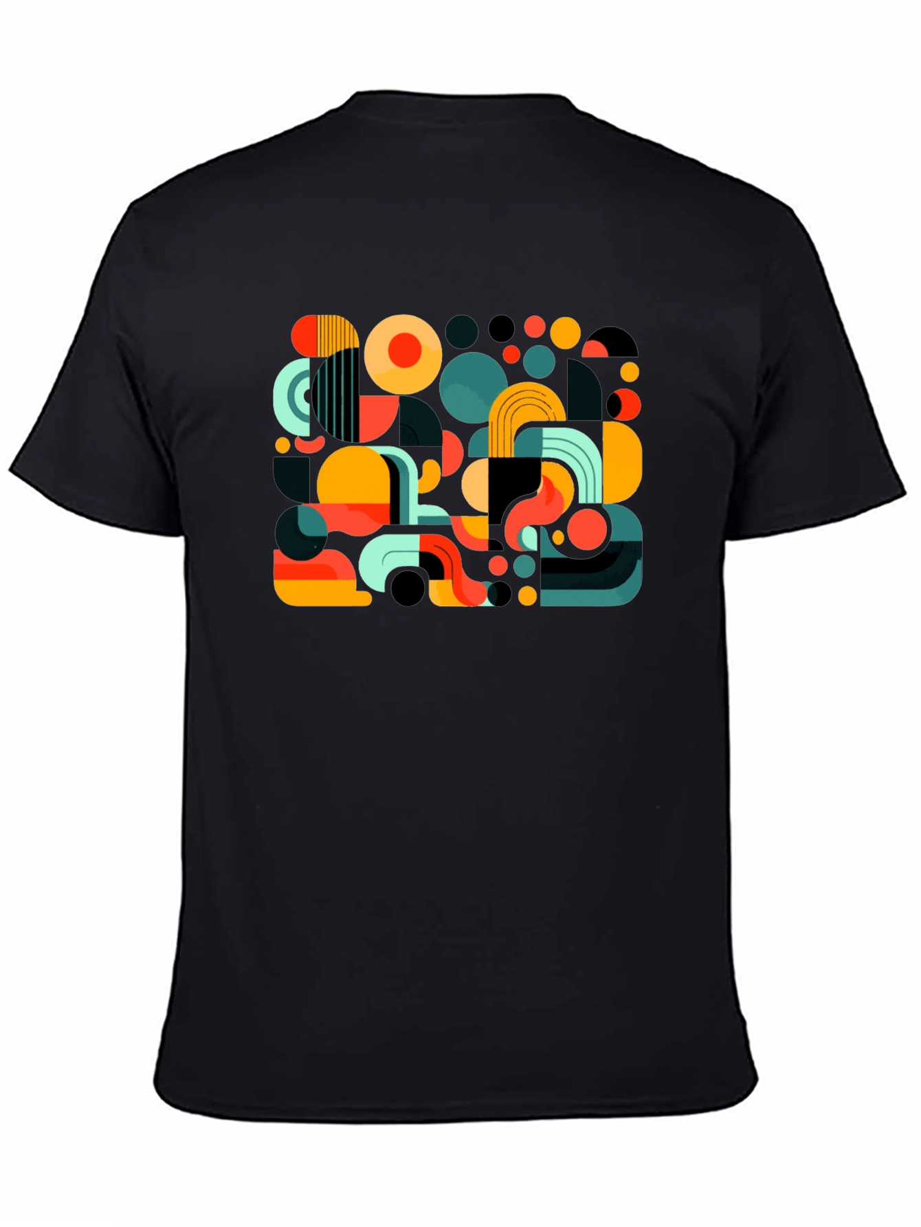 Abstract Geometric Print Mens Black T-Shirt