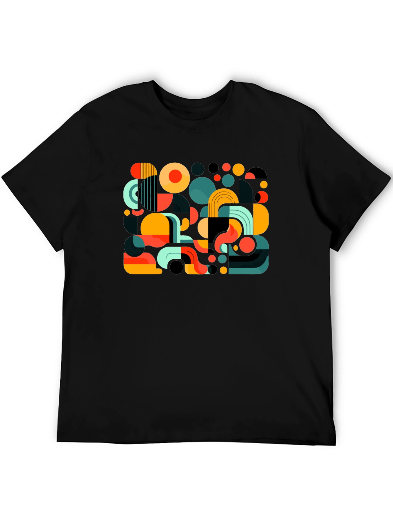 Abstract Geometric Print Mens Black T-Shirt