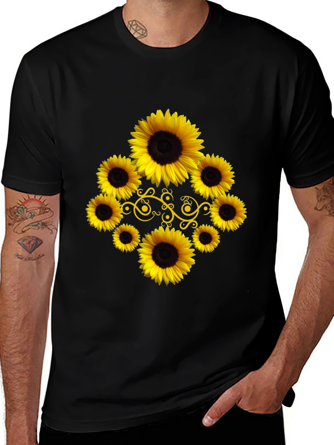 Sunflower Graphic Black T-Shirt