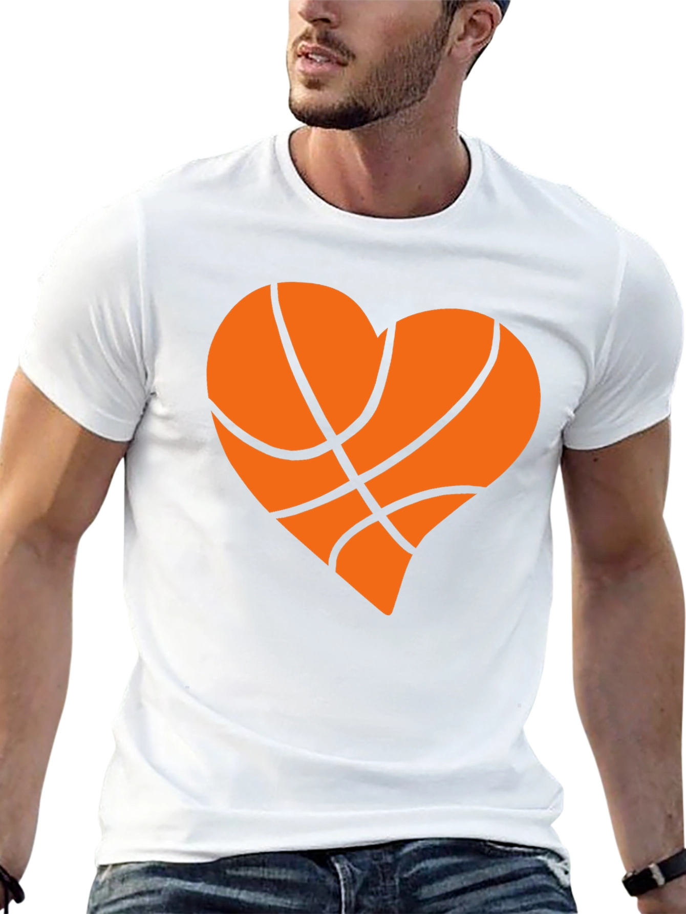 Basketball Heart Graphic T-Shirt - Black
