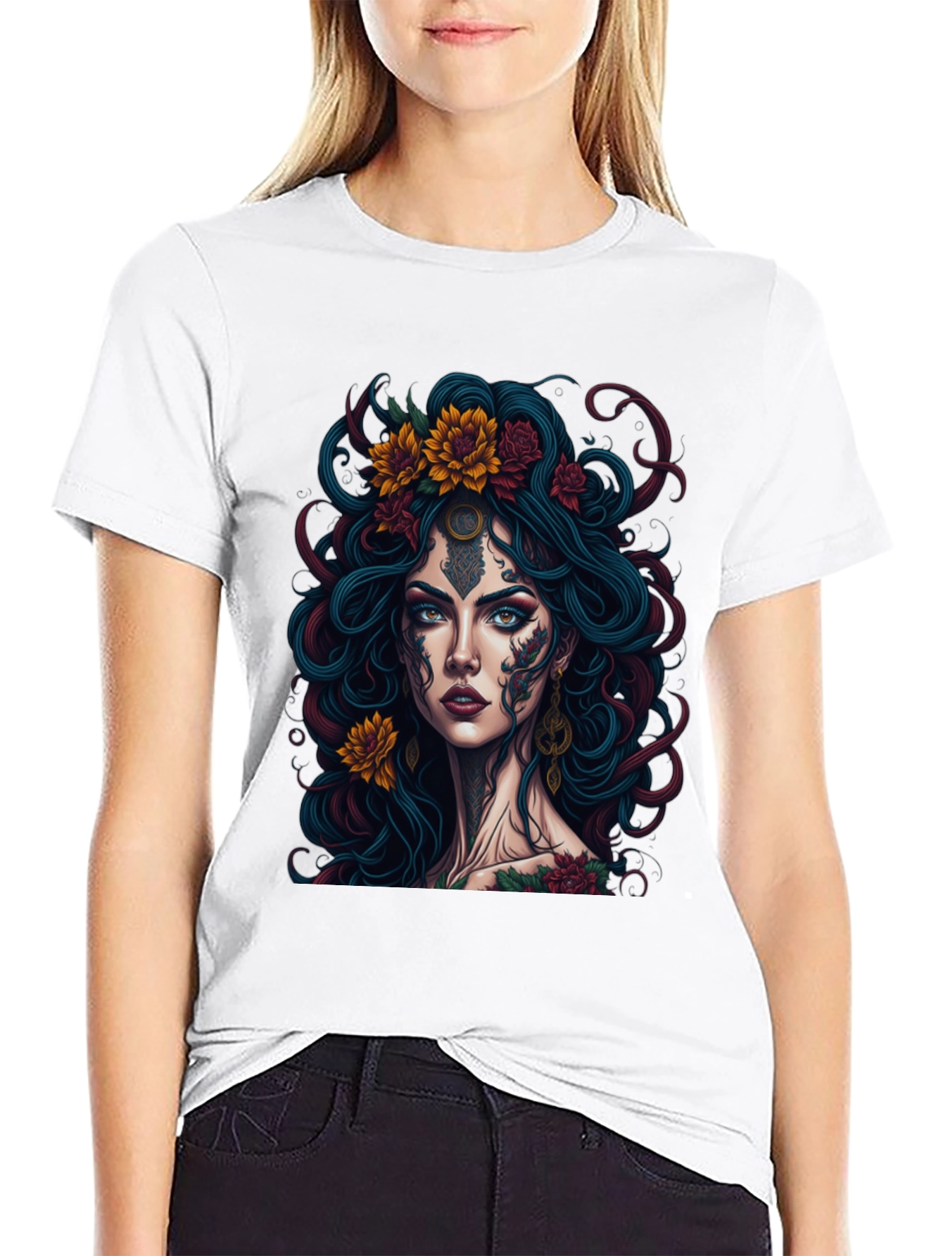 Mystic Floral Tattoo Graphic Tee