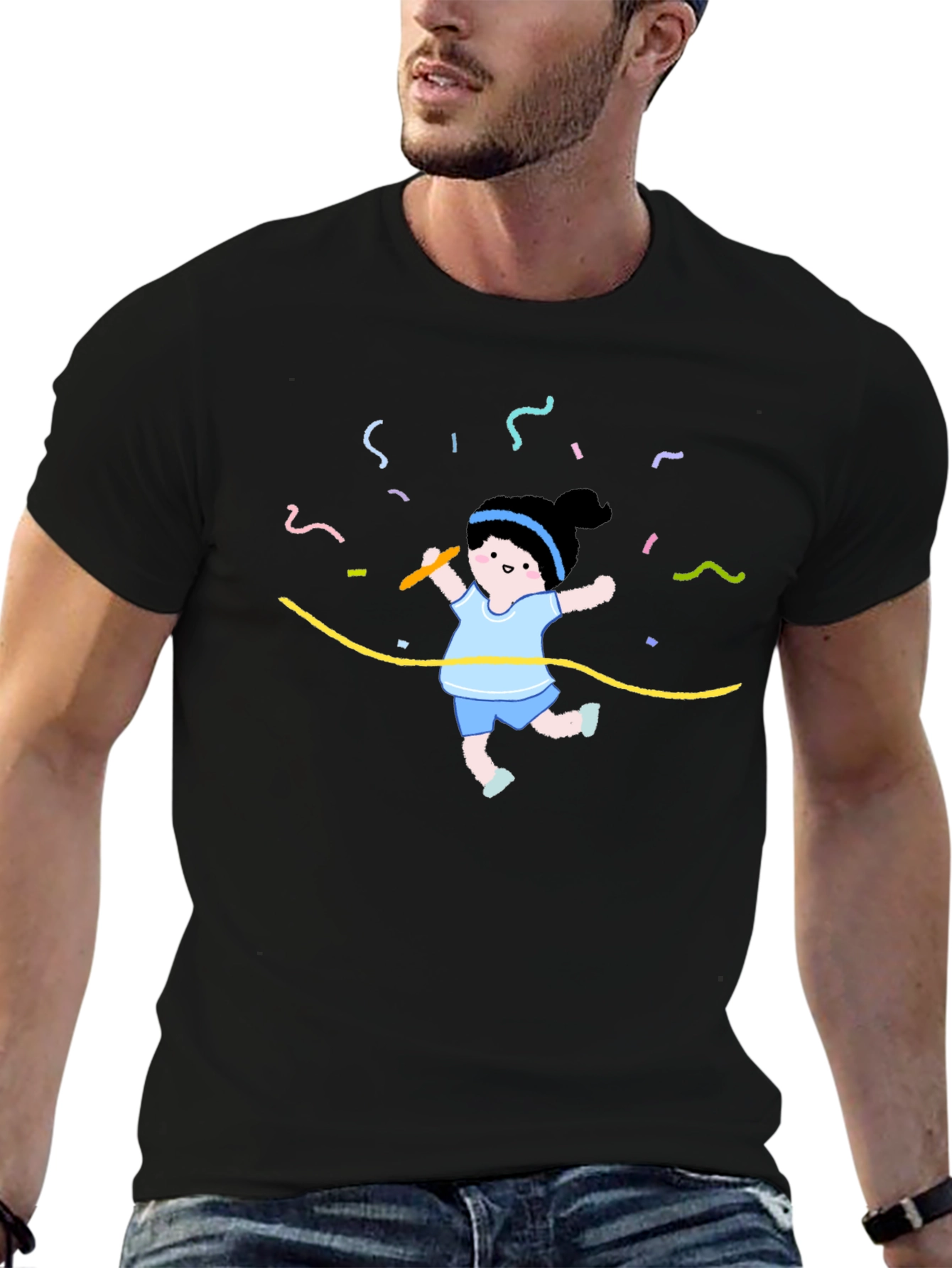 Cartoon Runner Graphic Tee - Celebrate Victory!