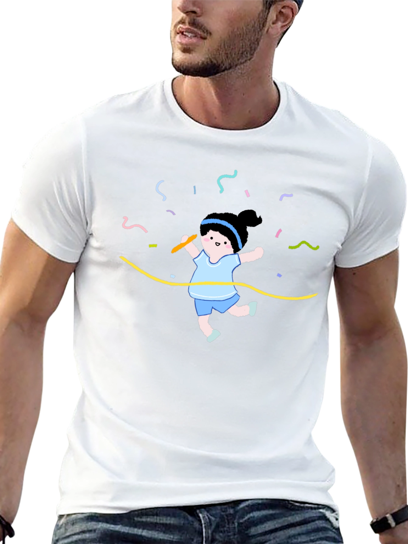 Cartoon Runner Graphic Tee - Celebrate Victory!