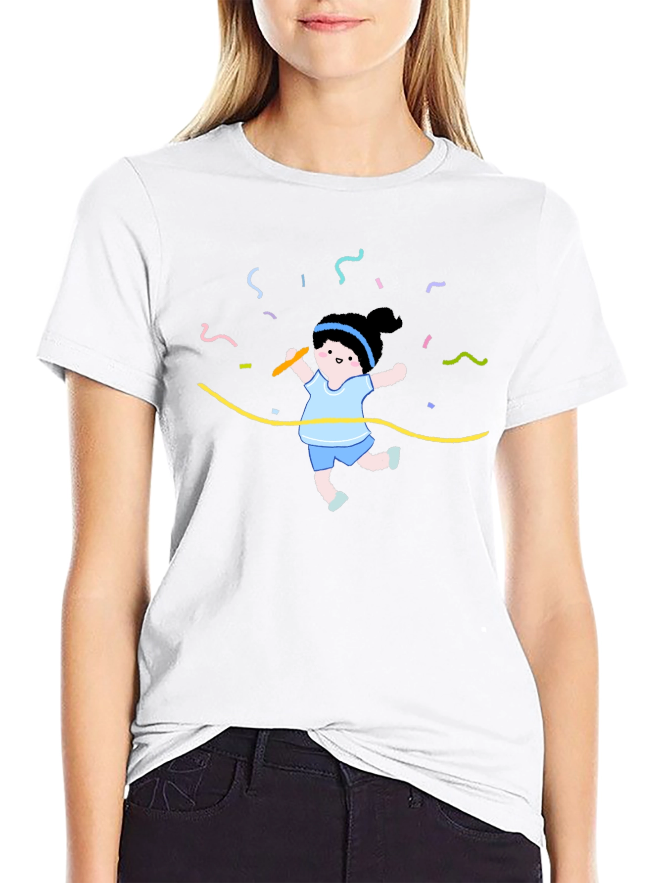 Cartoon Runner Graphic Tee - Celebrate Victory!