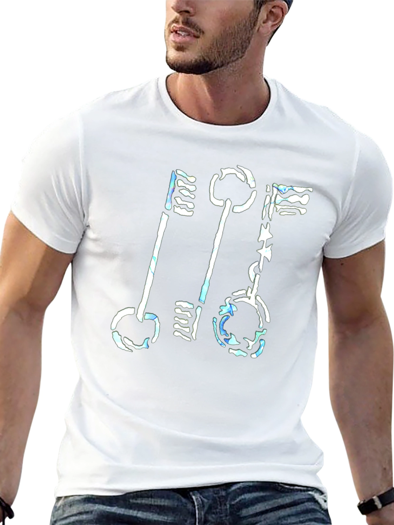 Abstract Keys Graphic Print Black T-Shirt