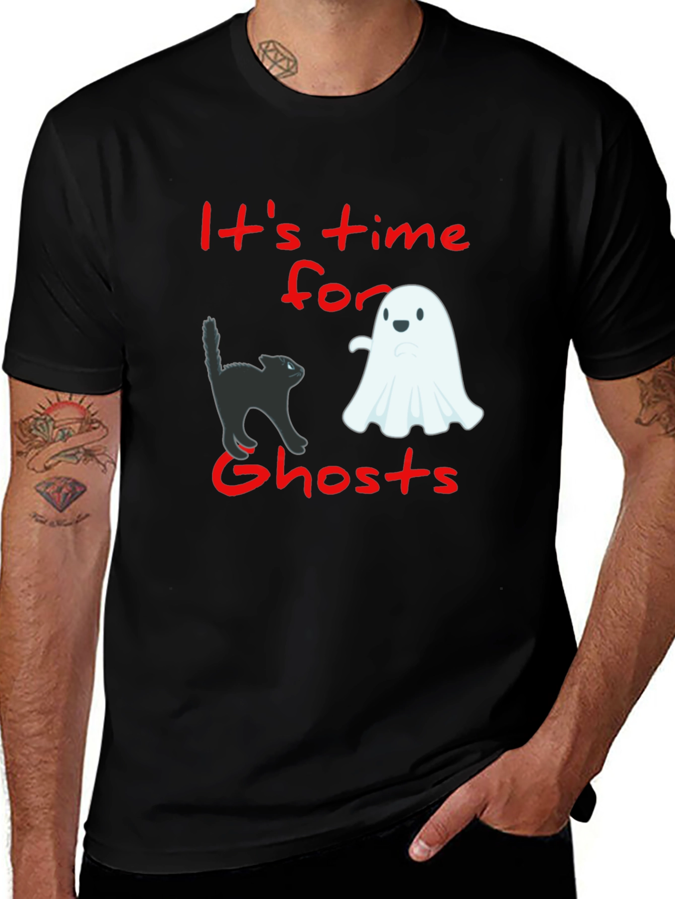 Its Time for Ghosts Black Graphic Tee