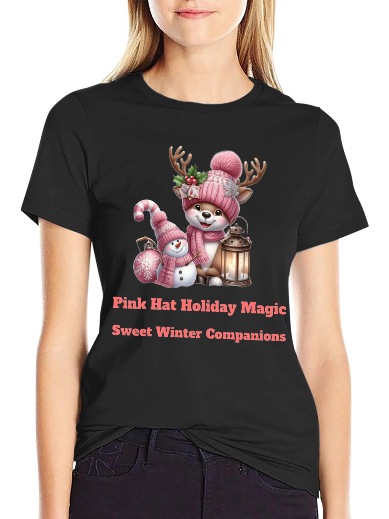 Holiday Deer & Snowman Tee