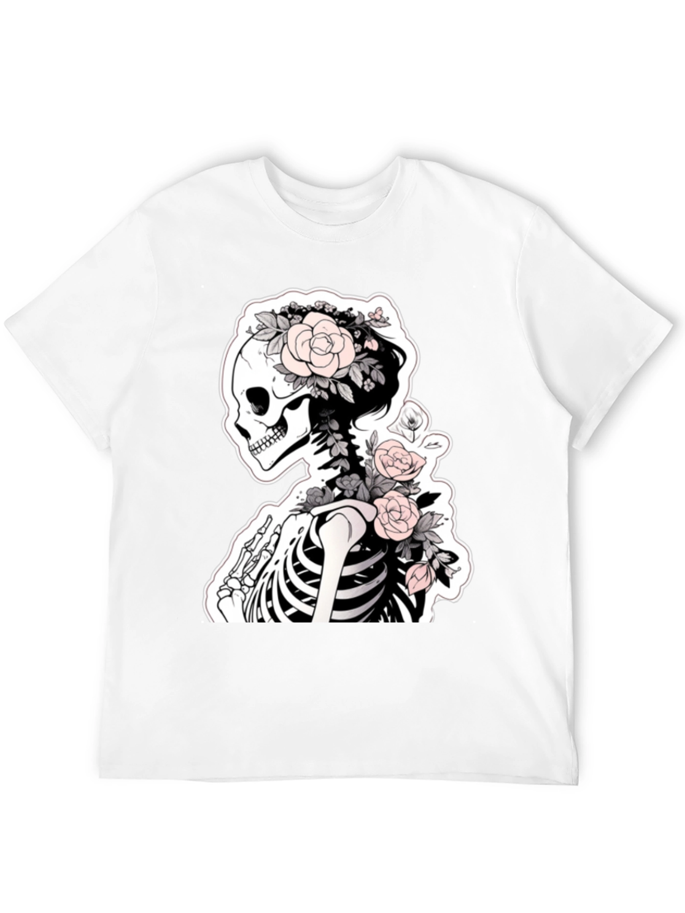 Floral Skeleton Graphic Tee - Unique Style