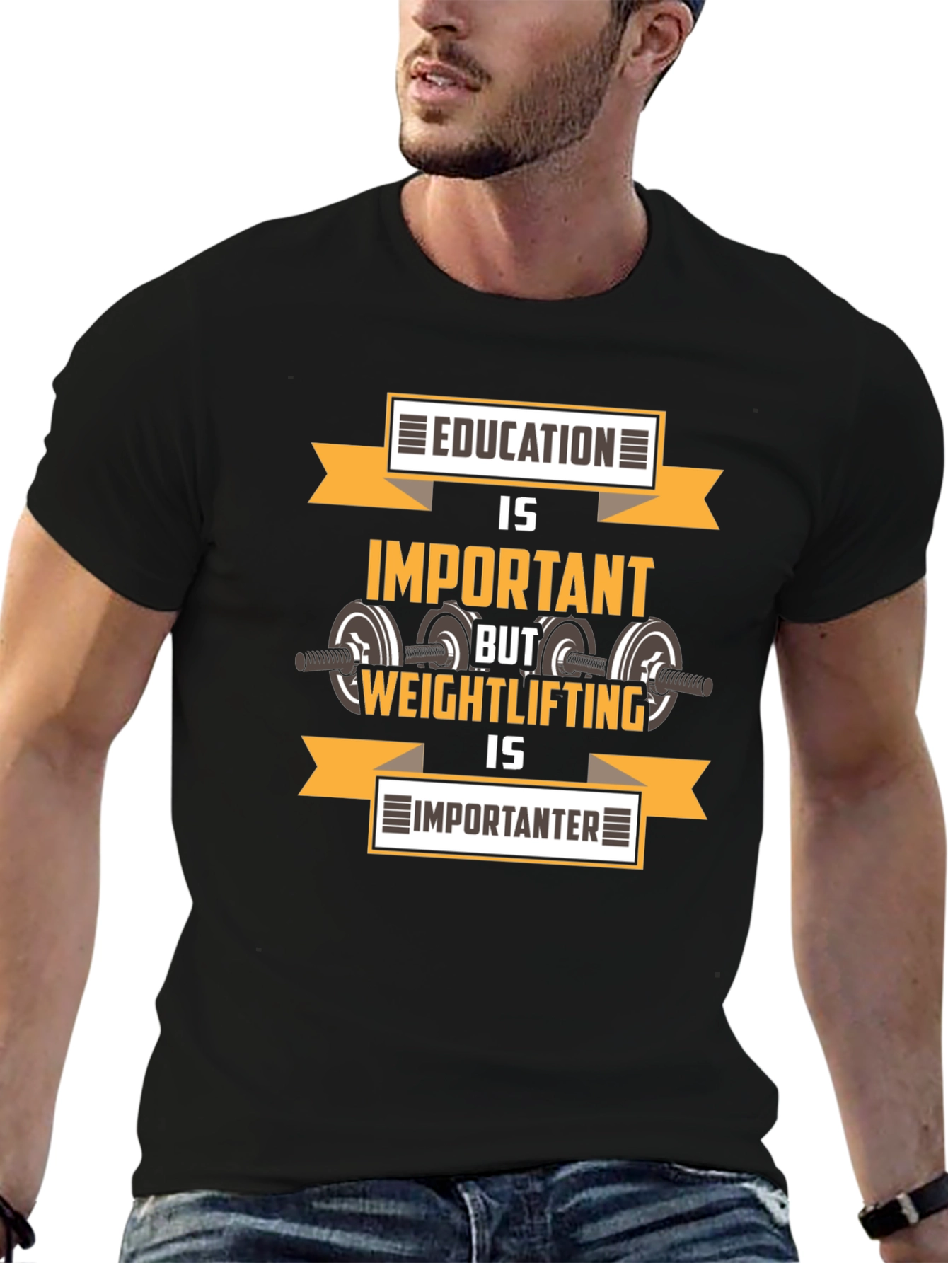 Education vs. Weightlifting Graphic T-Shirt