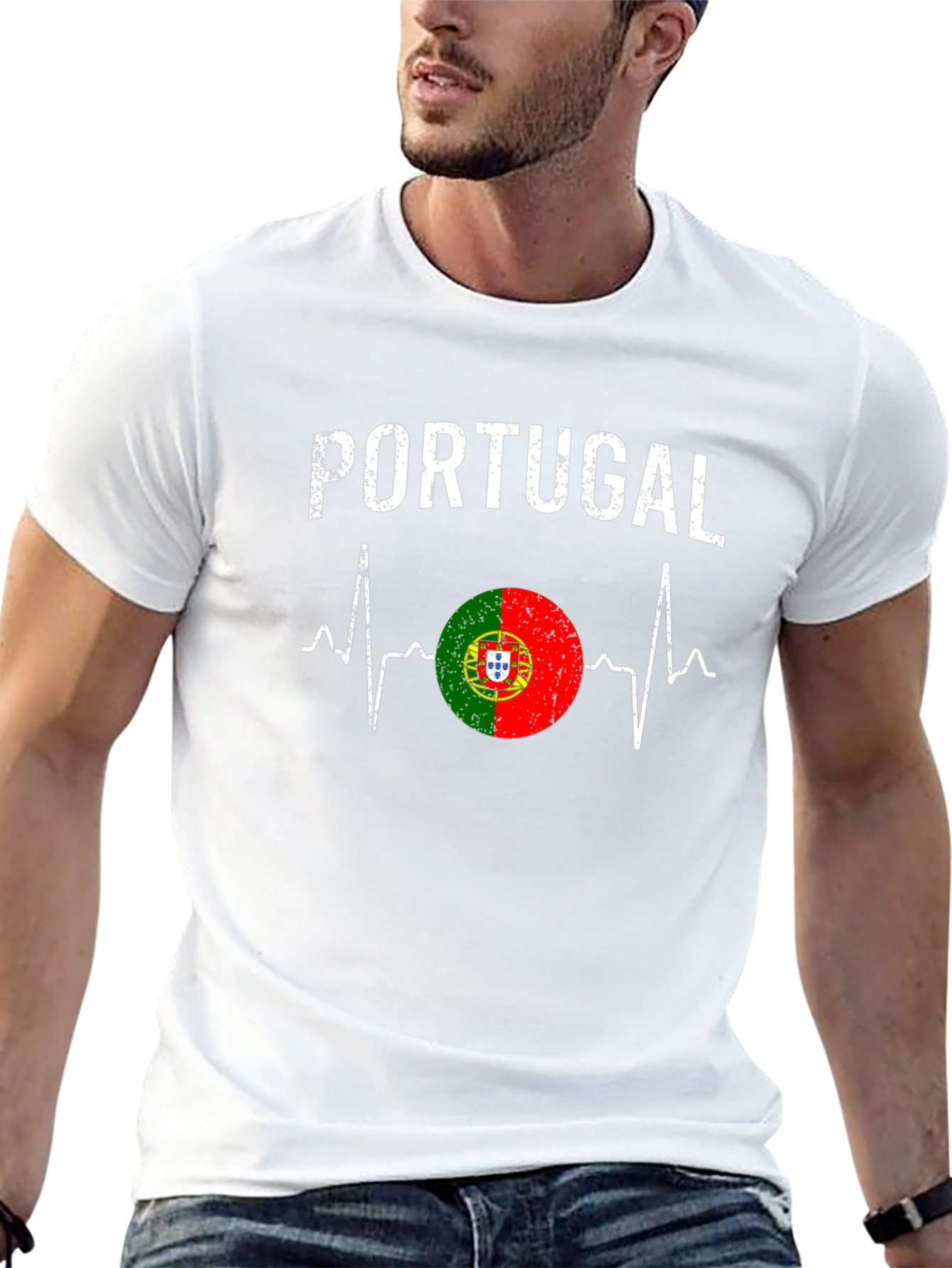 Portugal Flag Heartbeat T-Shirt