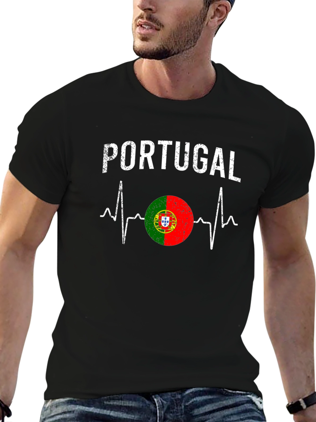 Portugal Flag Heartbeat T-Shirt