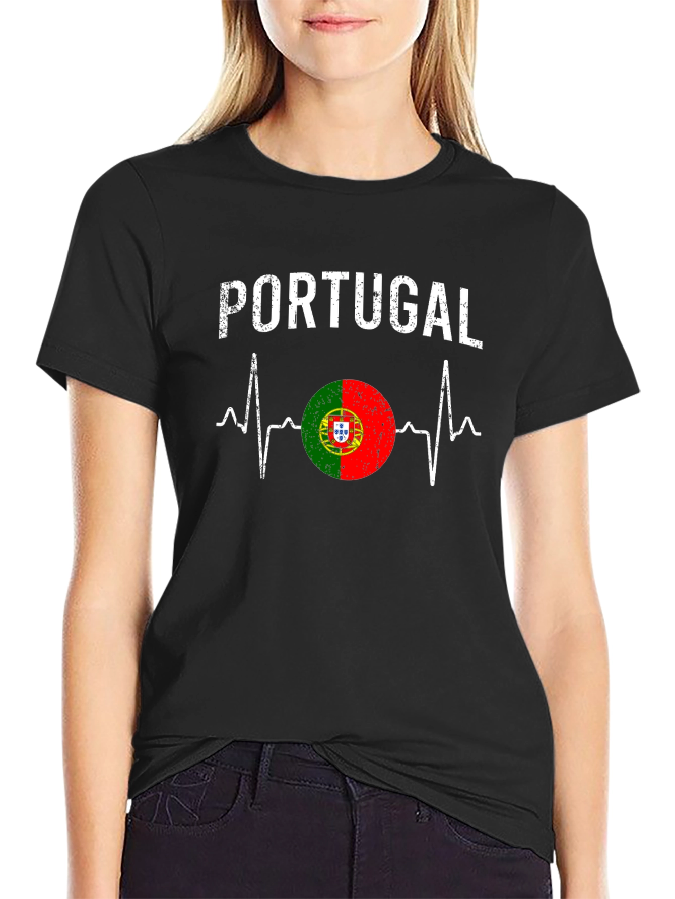 Portugal Flag Heartbeat T-Shirt