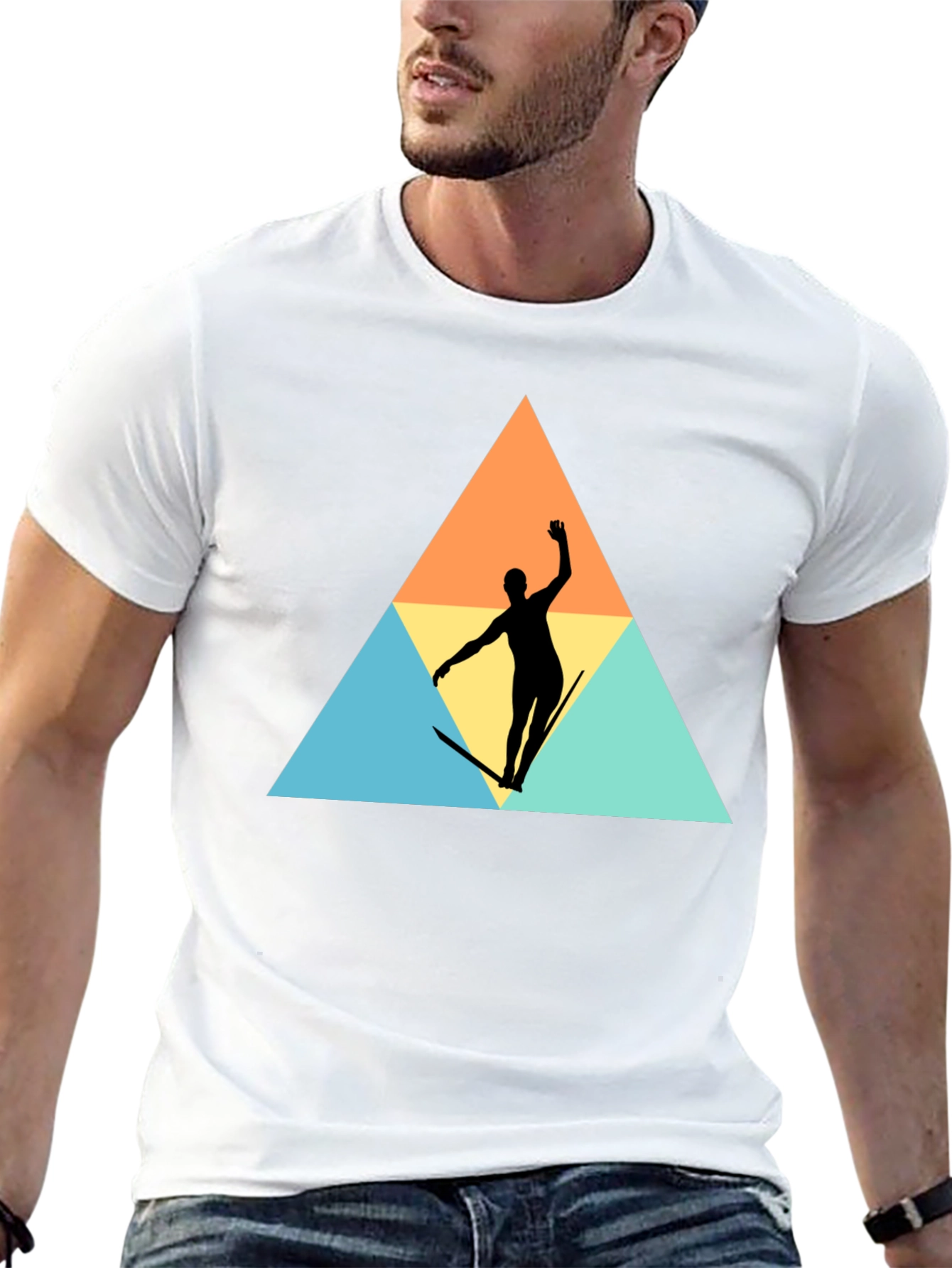 Retro Surfer Silhouette Graphic Tee - Black