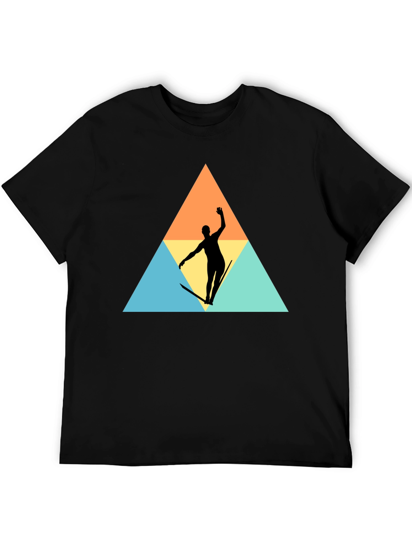 Retro Surfer Silhouette Graphic Tee - Black