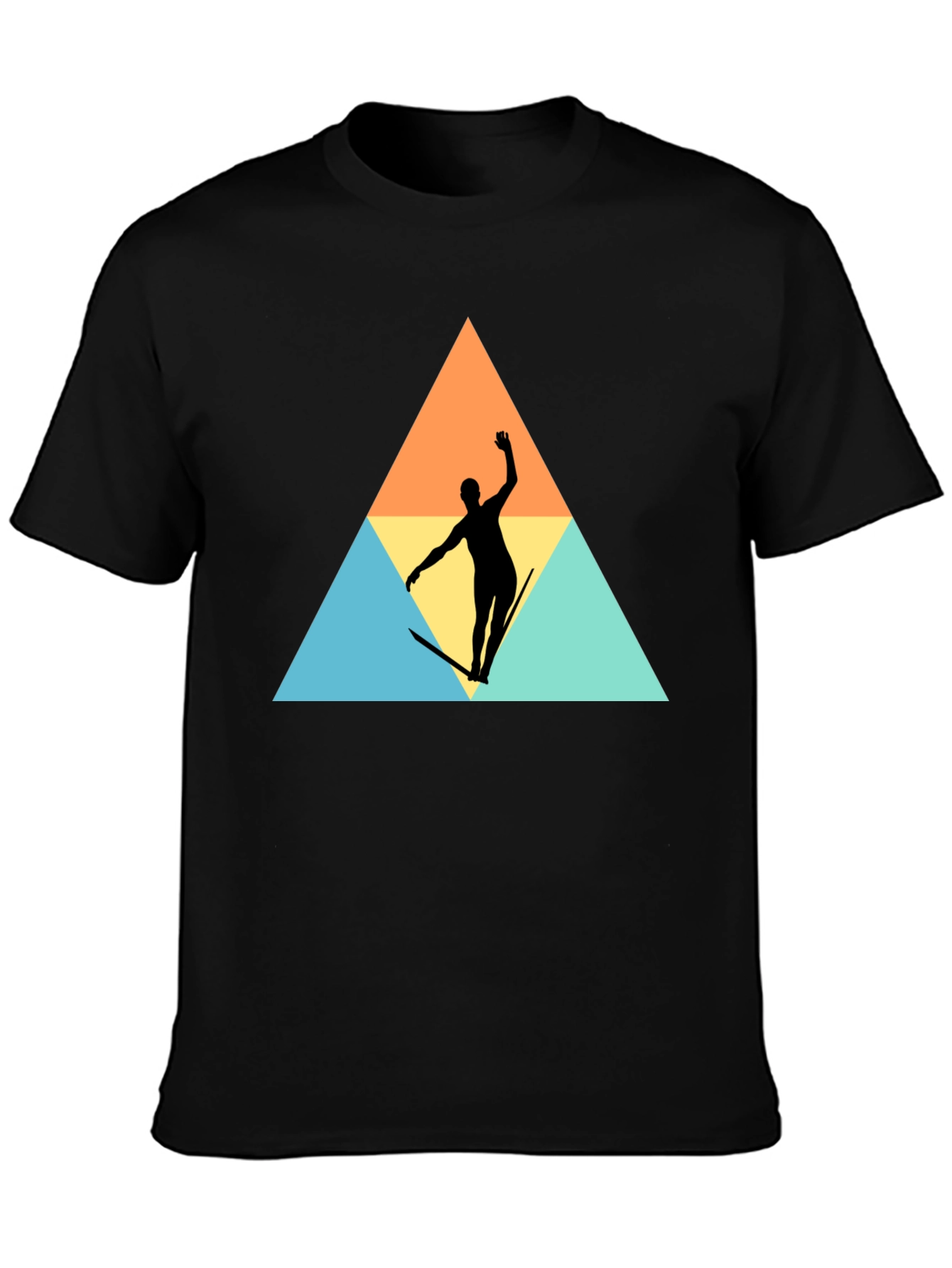 Retro Surfer Silhouette Graphic Tee - Black
