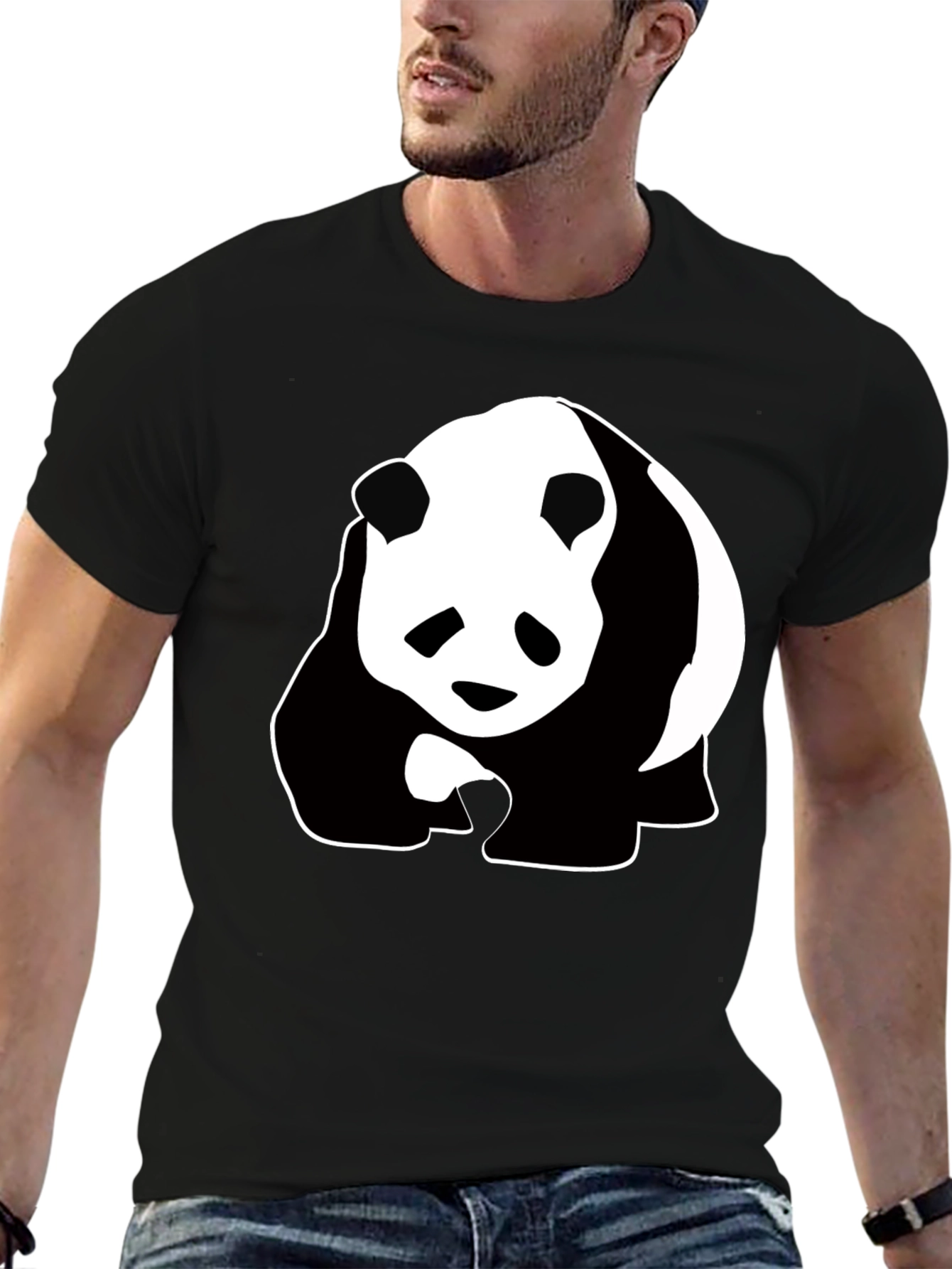 Panda Graphic Tee - Black Cotton T-Shirt