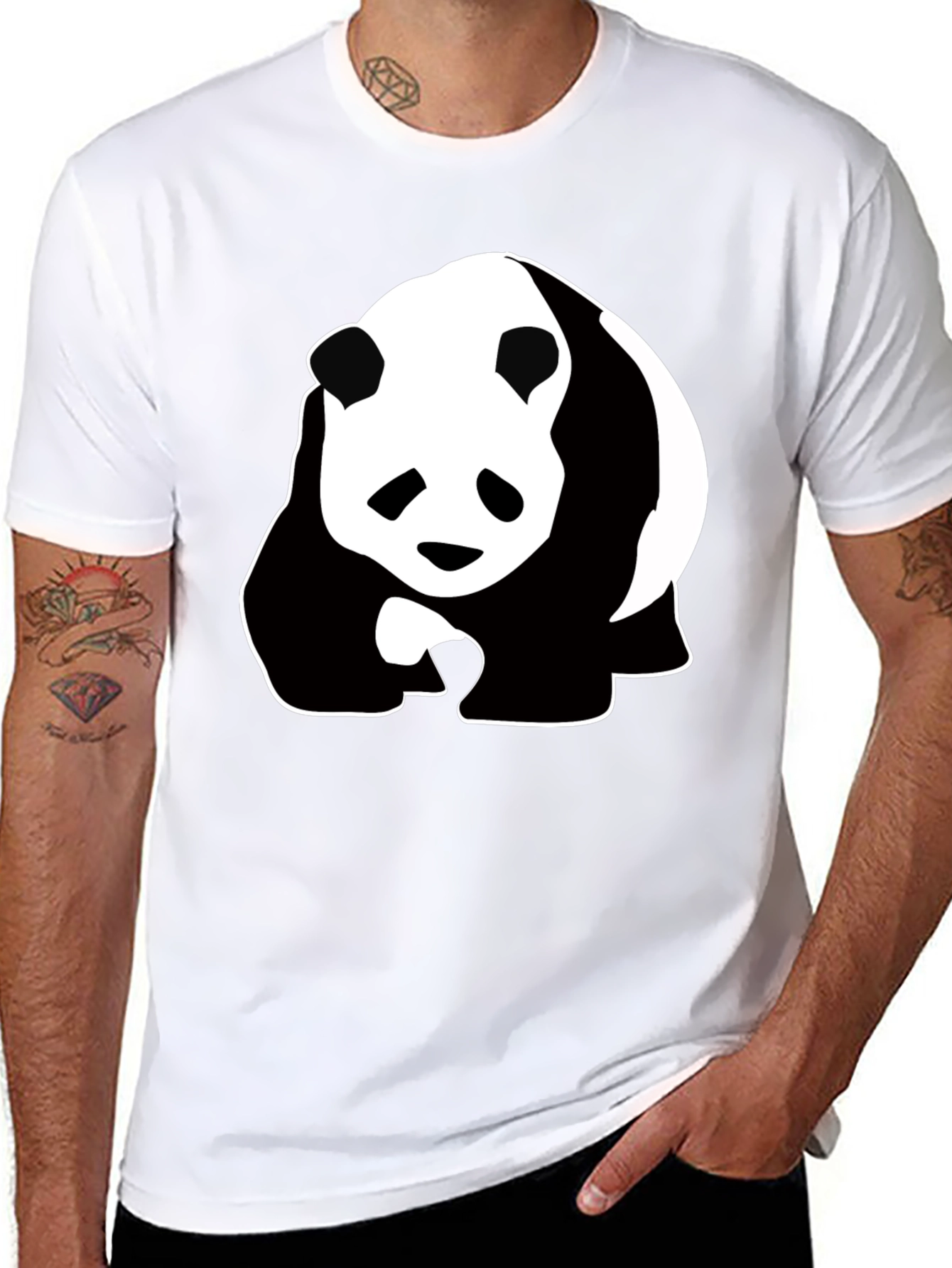 Panda Graphic Tee - Black Cotton T-Shirt