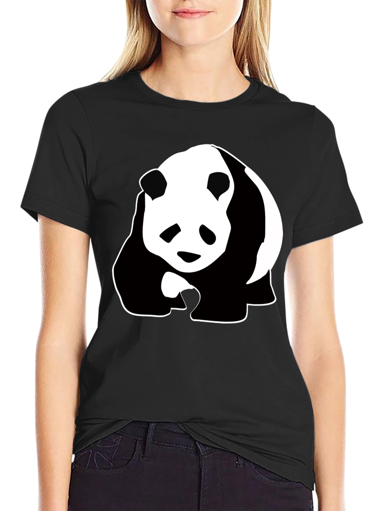 Panda Graphic Tee - Black Cotton T-Shirt
