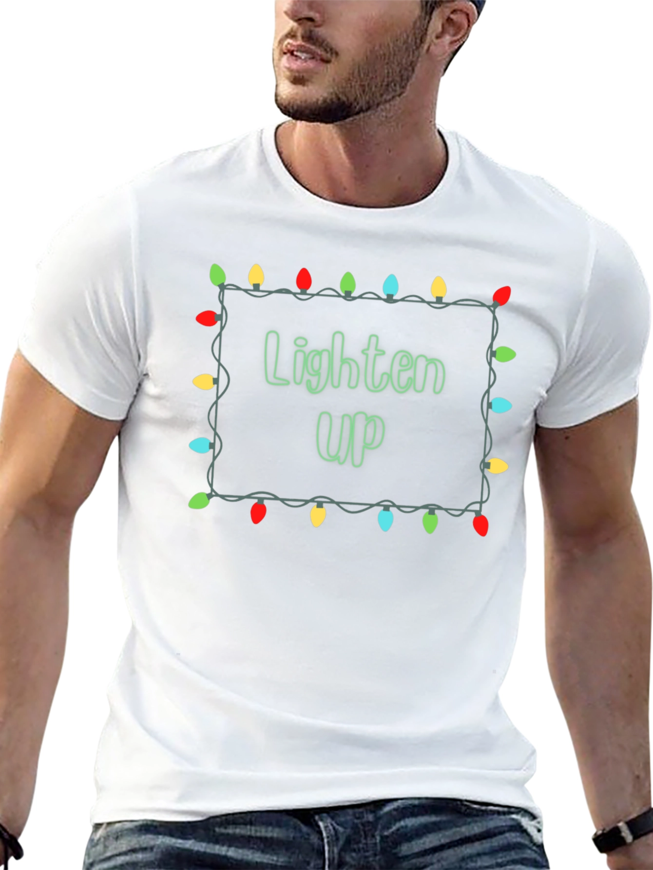 Lighten Up Christmas Lights Graphic T-Shirt