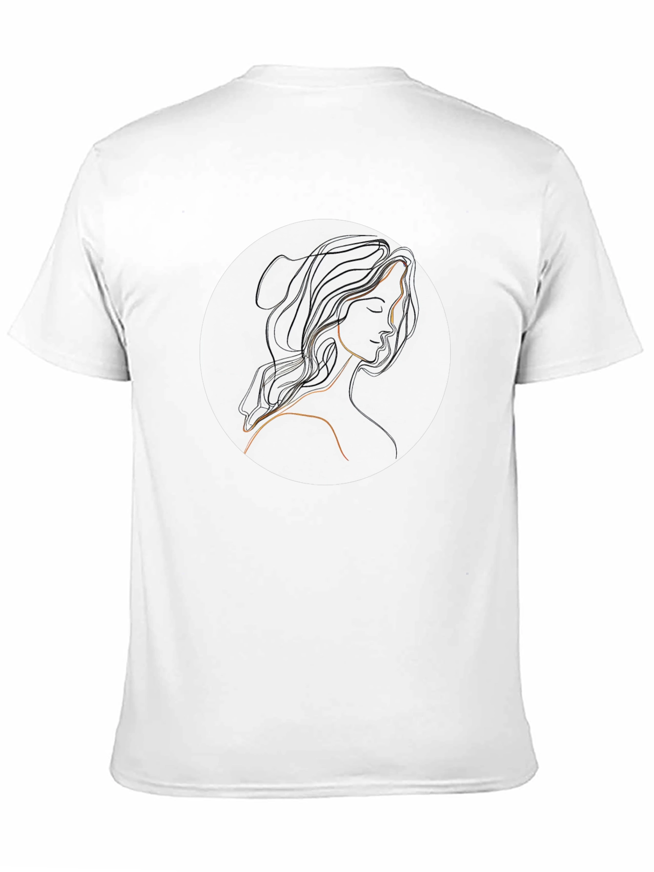 Elegant Line Art Woman Black T-Shirt