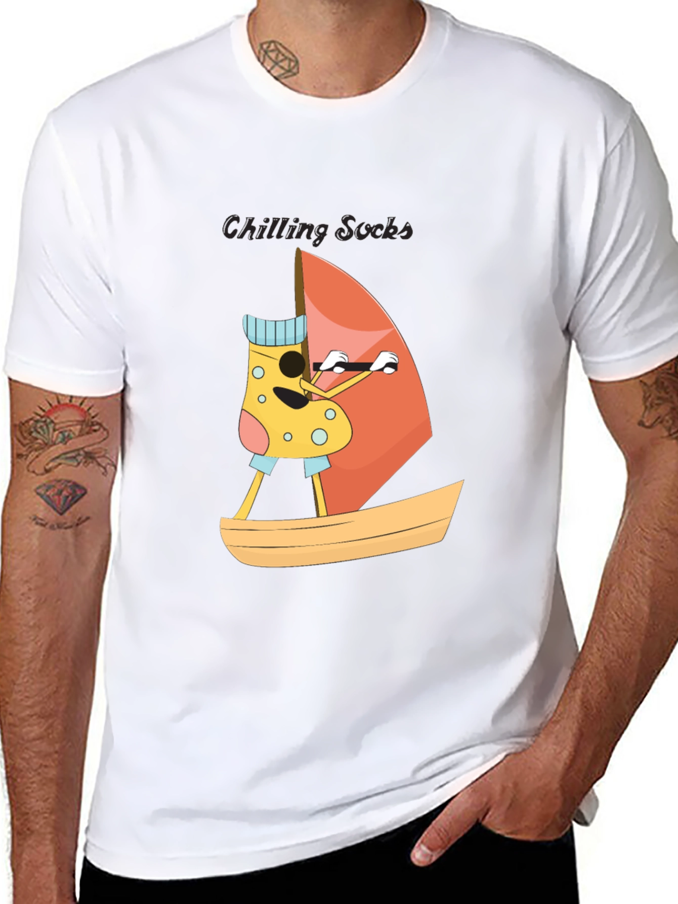 Chilling Socks Black T-Shirt