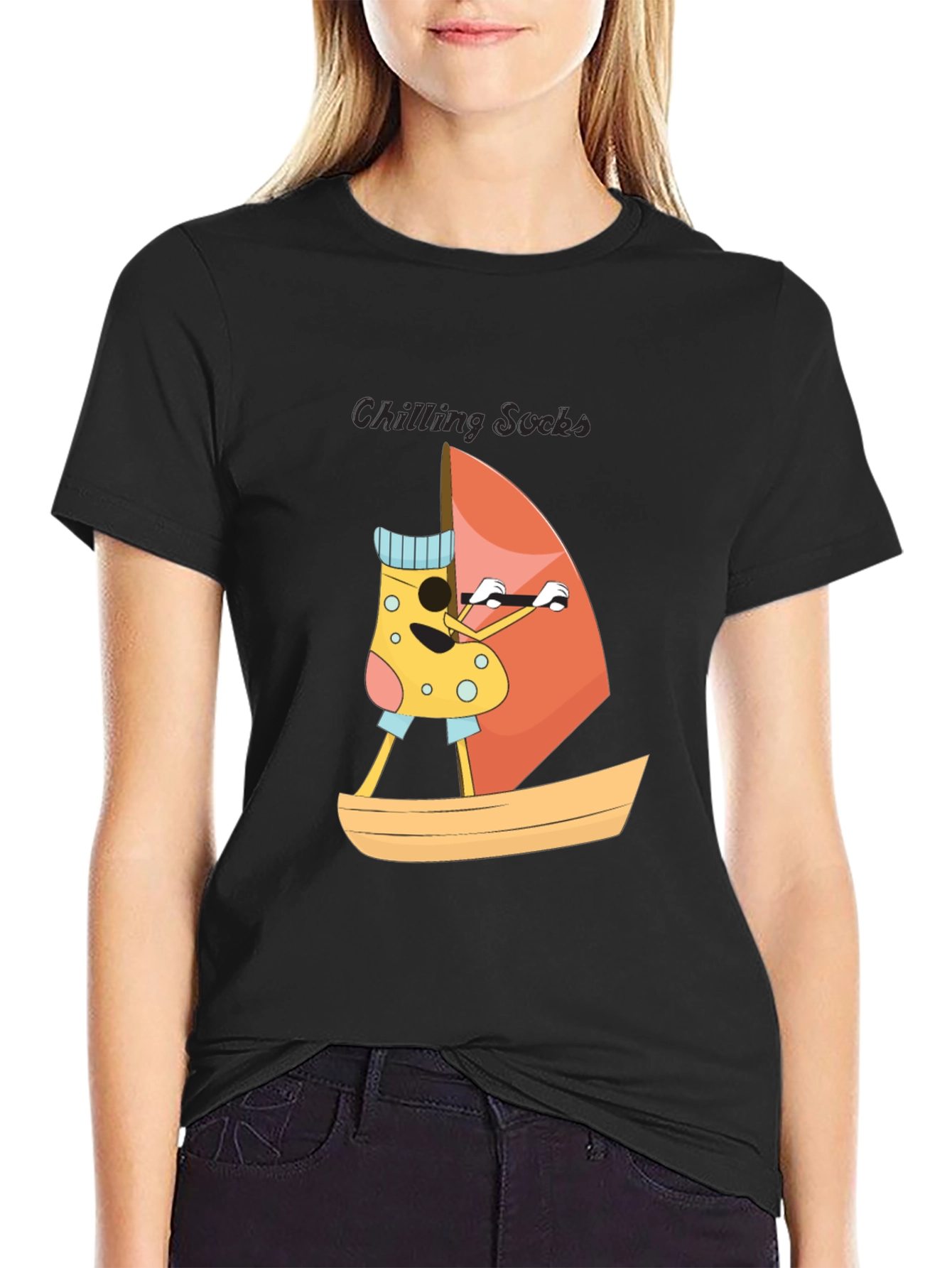 Chilling Socks Black T-Shirt