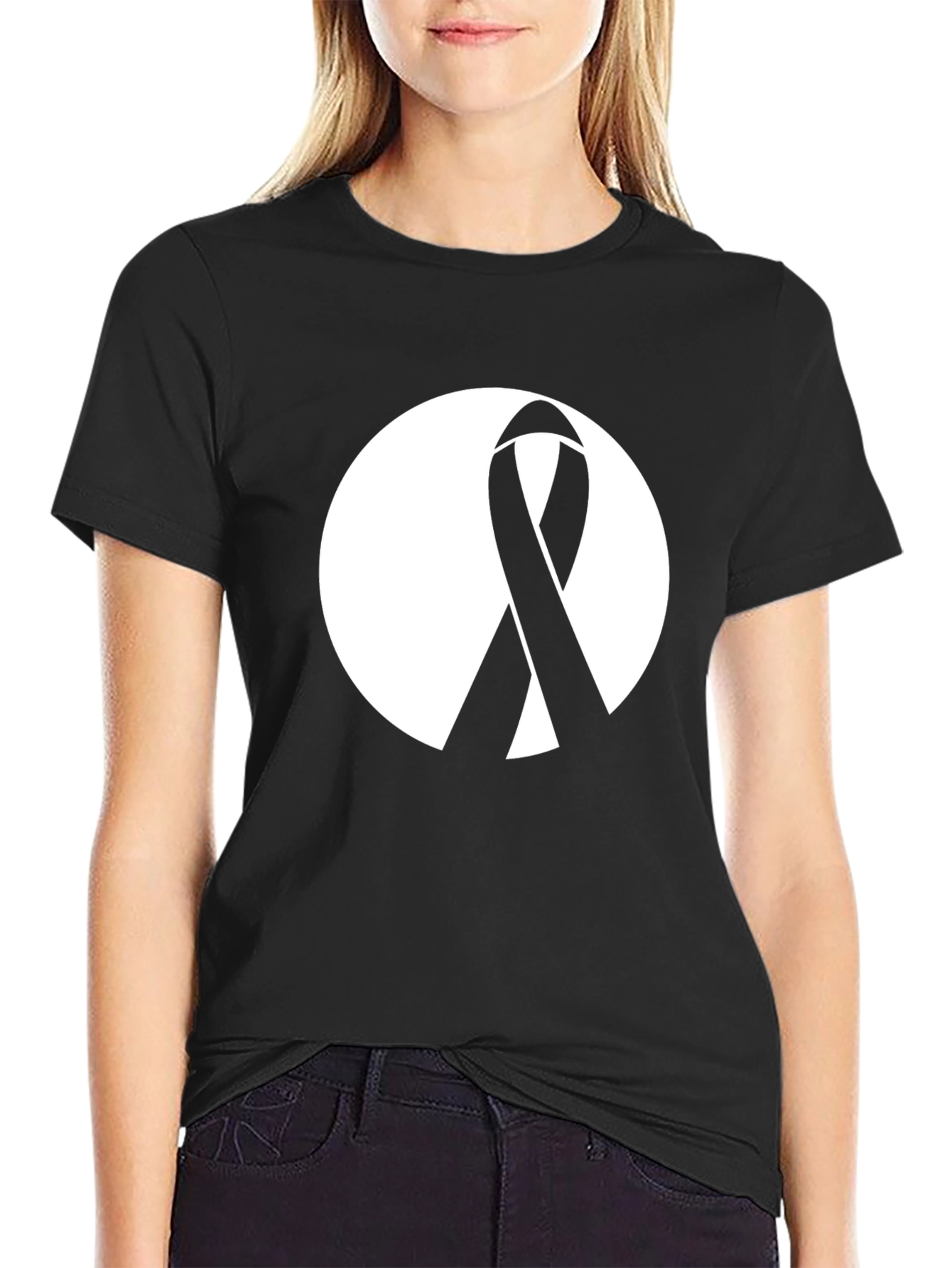 Black Ribbon Awareness Graphic T-Shirt