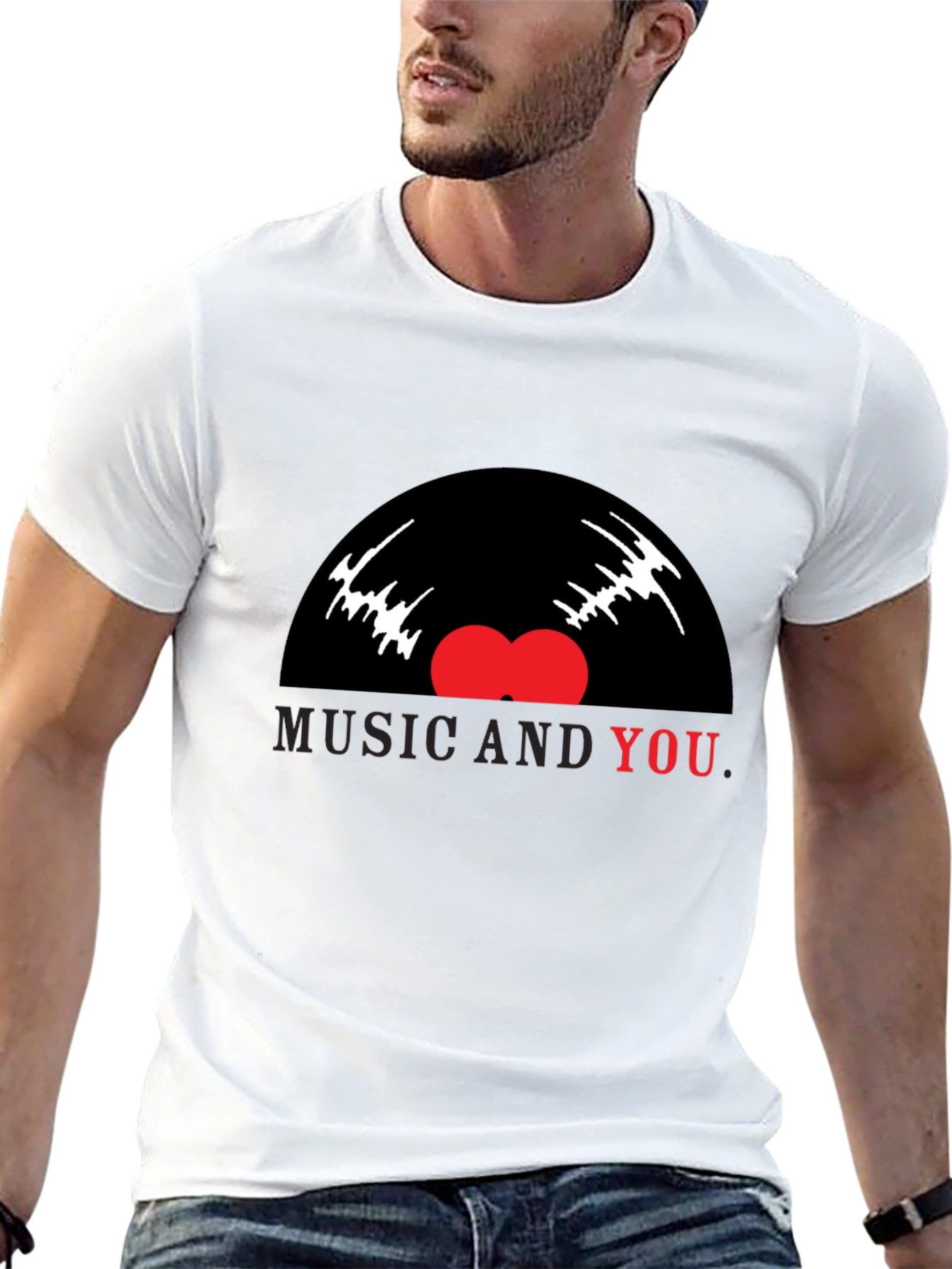 Music and You Graphic Tee - Black Cotton Blend