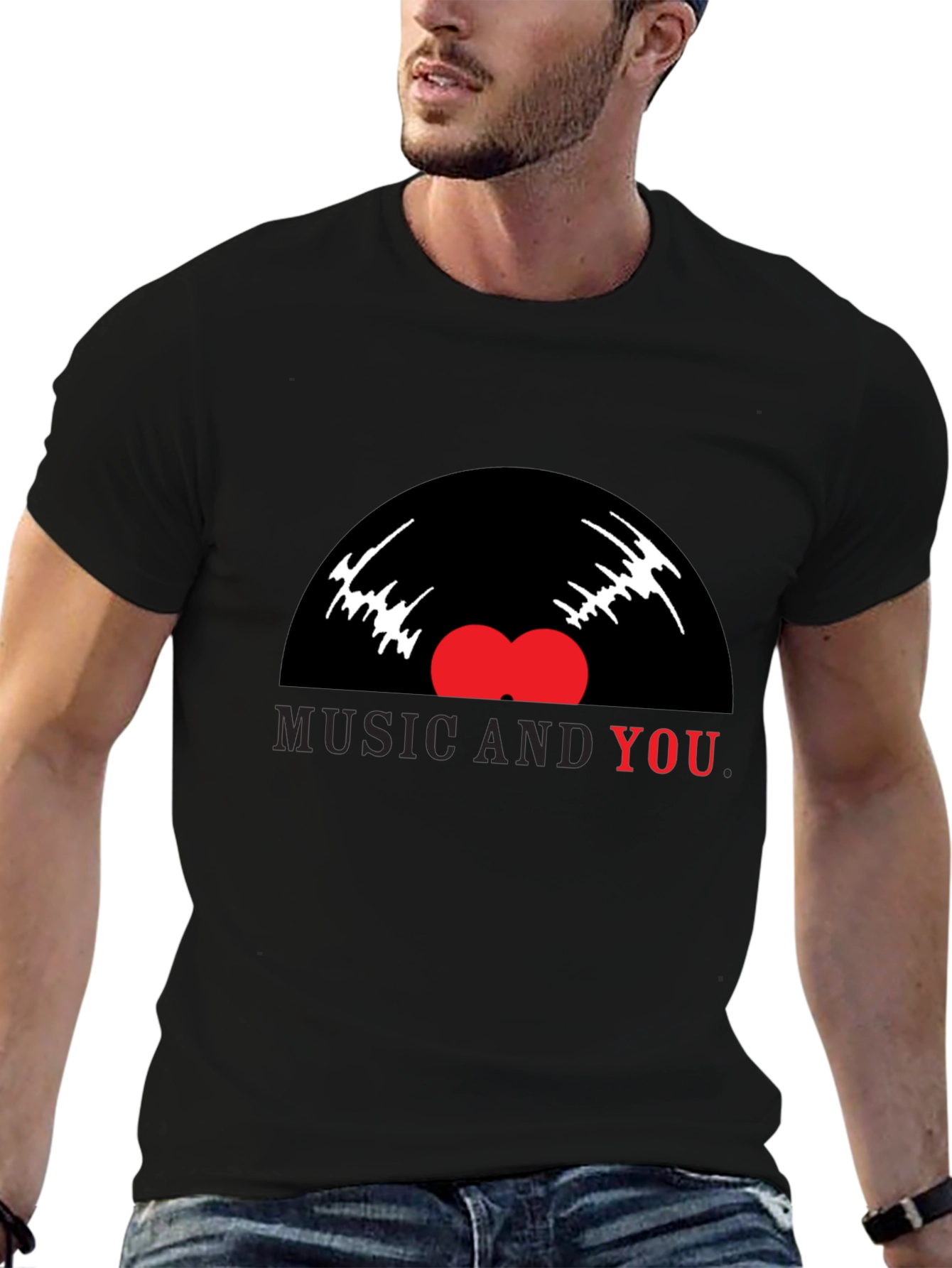 Music and You Graphic Tee - Black Cotton Blend