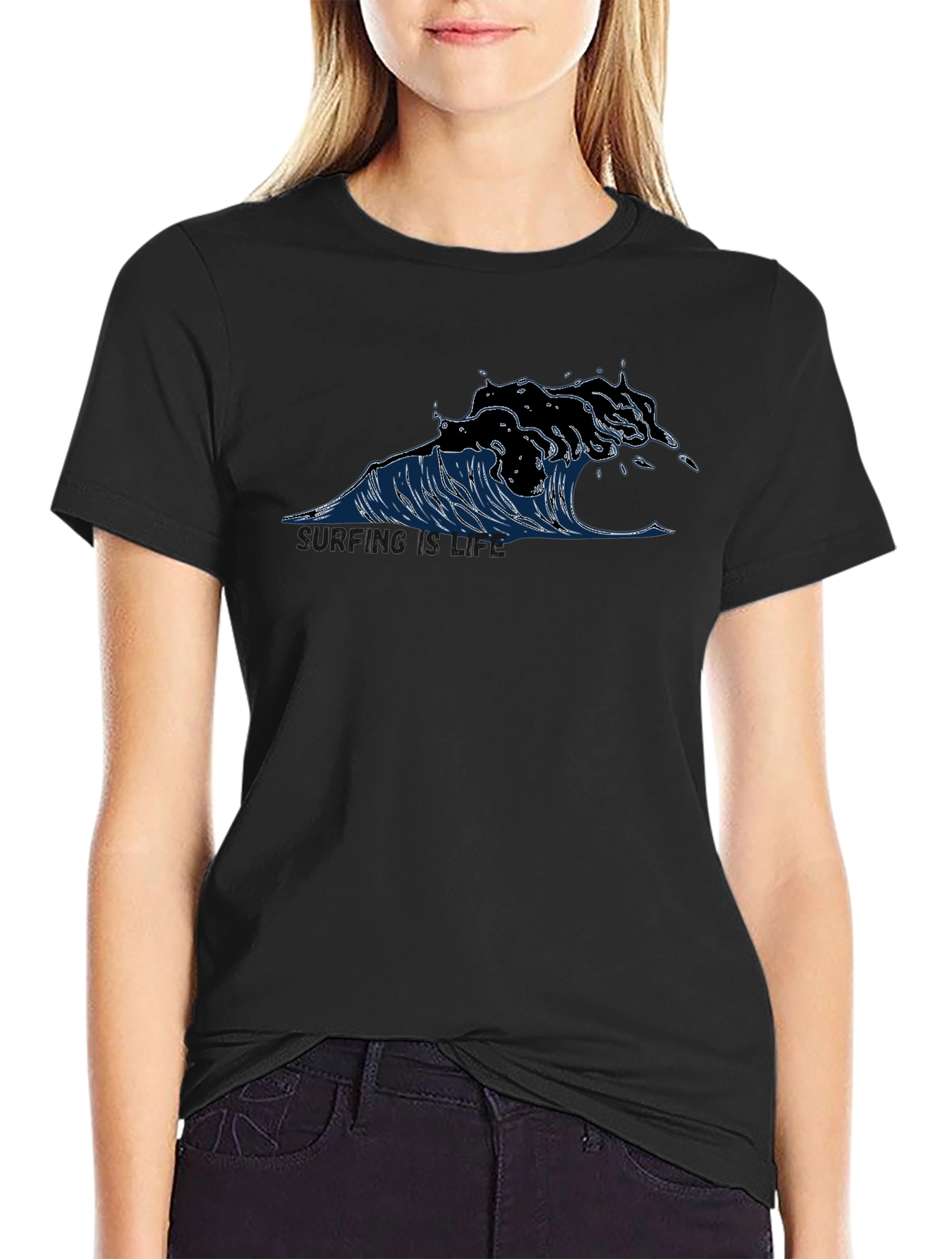 Wave Graphic Black T-Shirt