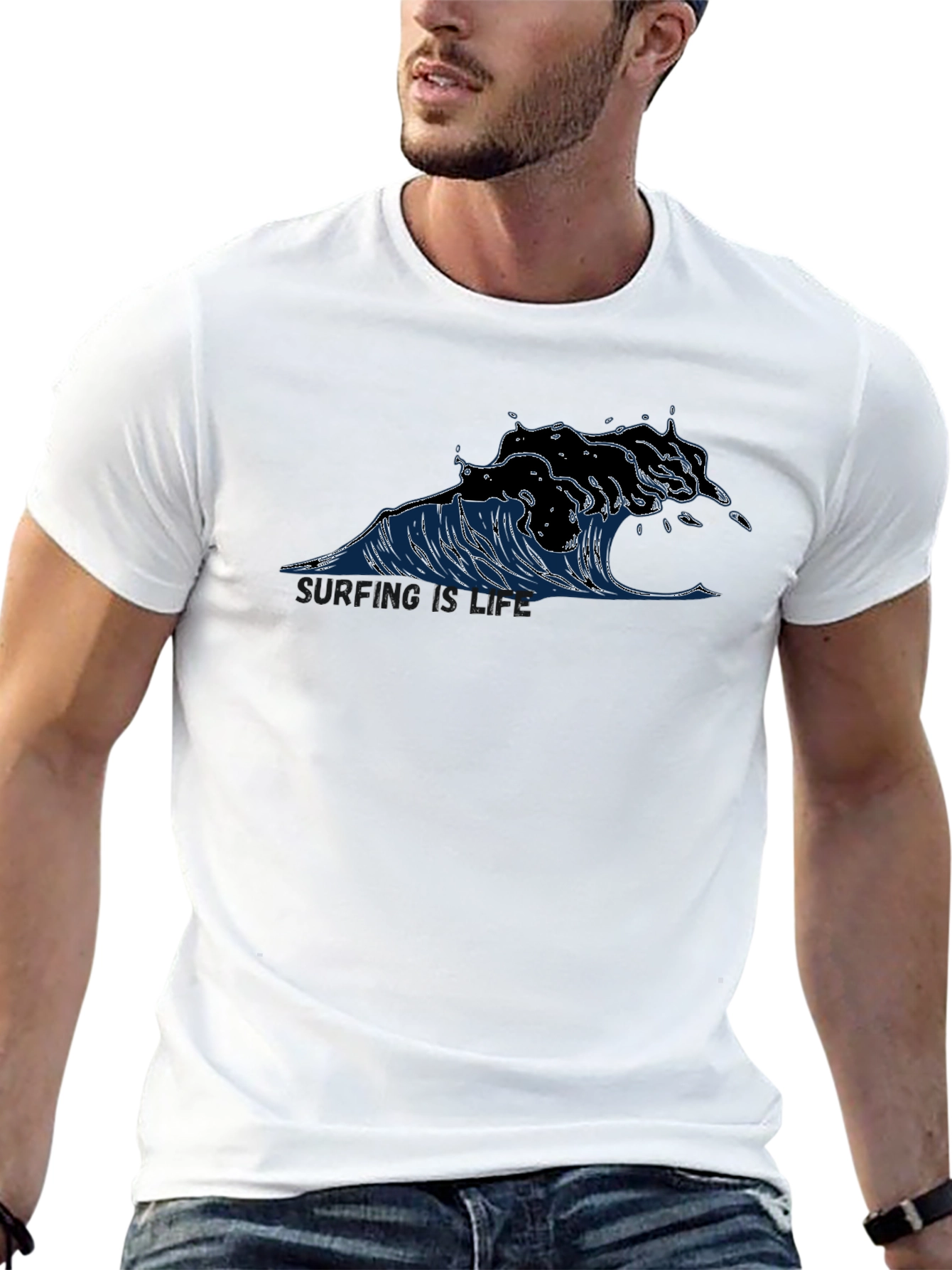 Wave Graphic Black T-Shirt