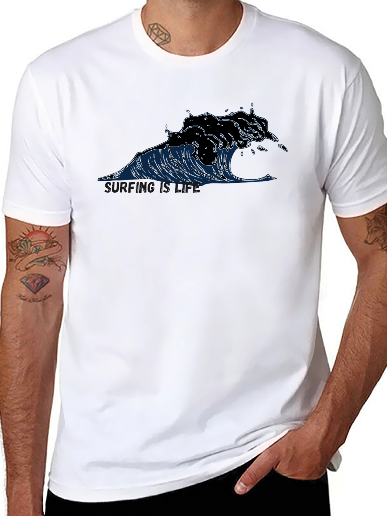 Wave Graphic Black T-Shirt