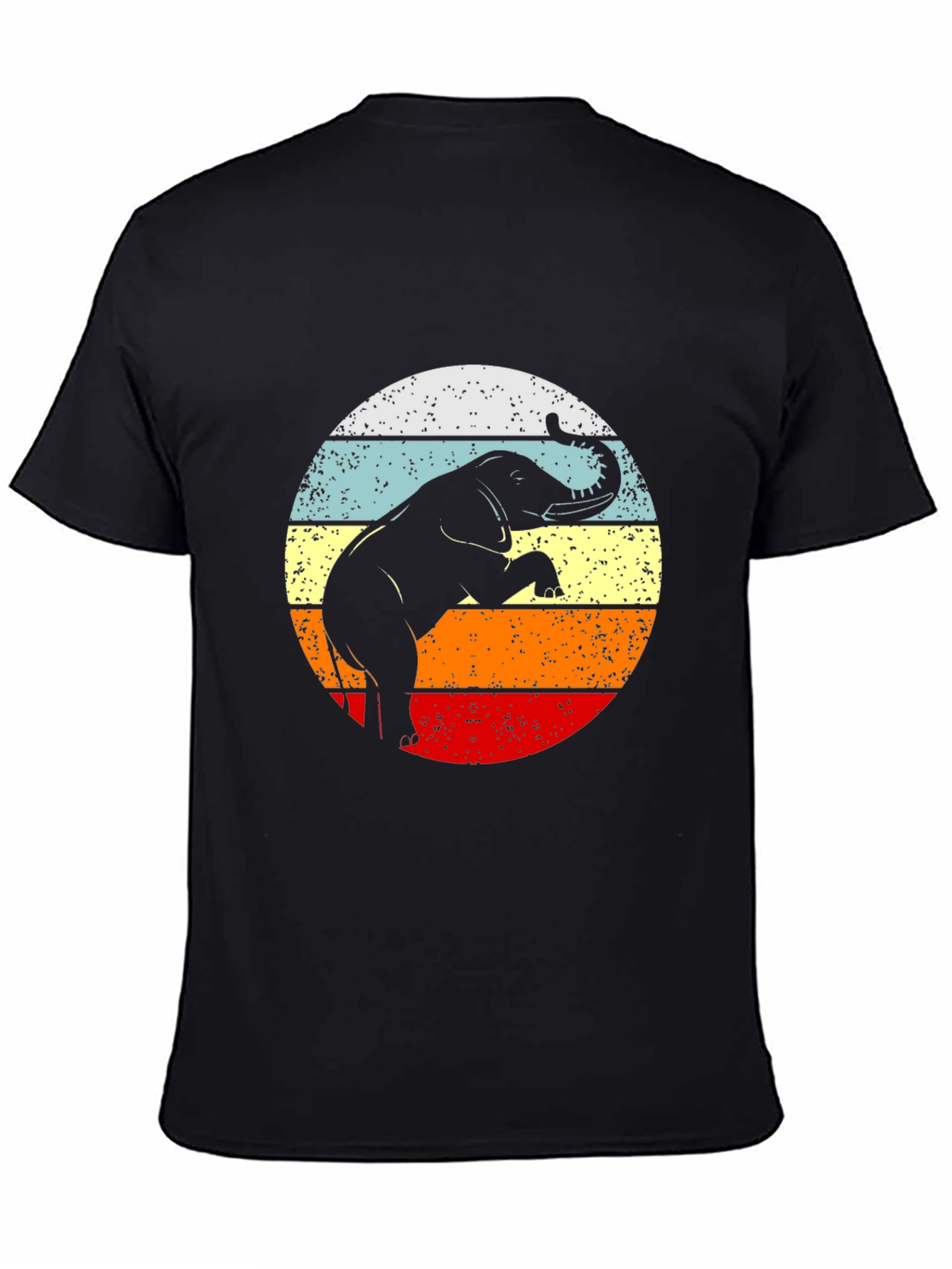 Retro Elephant Sunset Graphic Tee - Black