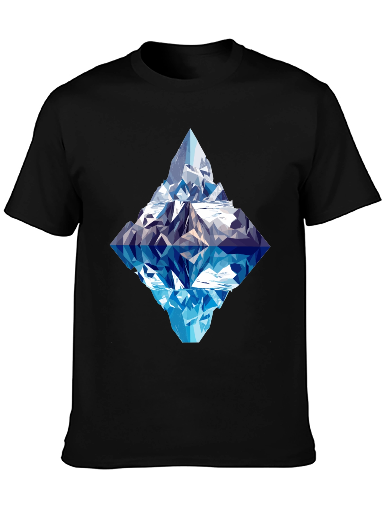 Geometric Iceberg Graphic Tee - Black Cotton Comfort