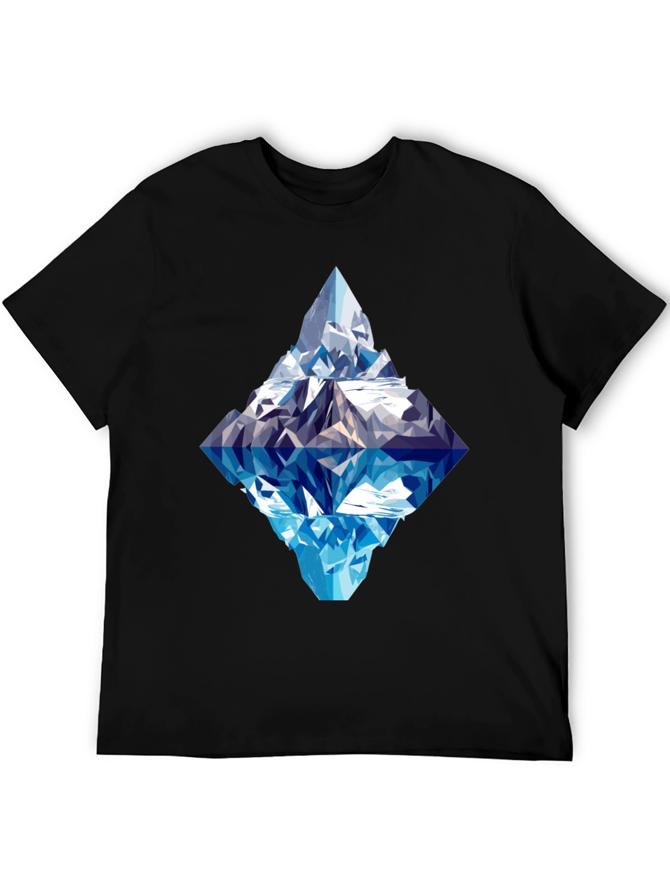 Geometric Iceberg Graphic Tee - Black Cotton Comfort