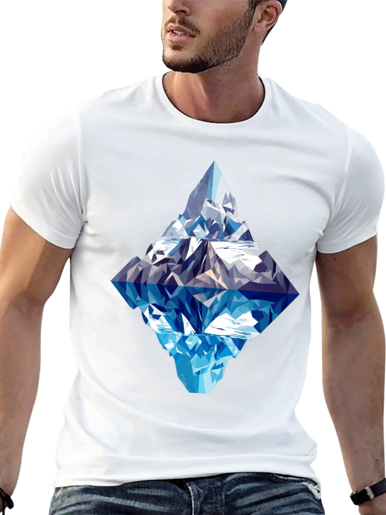 Geometric Iceberg Graphic Tee - Black Cotton Comfort