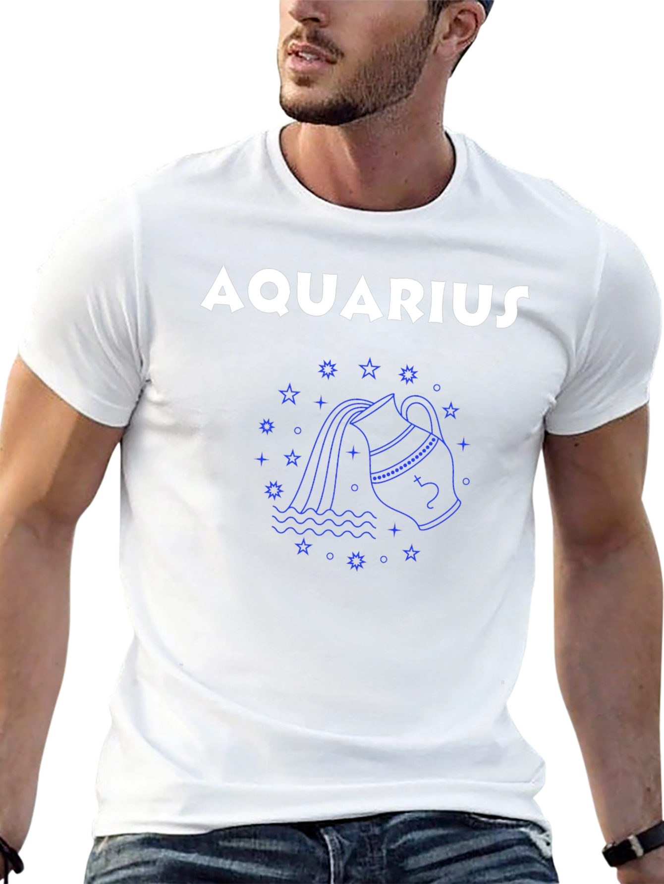 Aquarius Zodiac Graphic Tee - Black Unisex T-Shirt