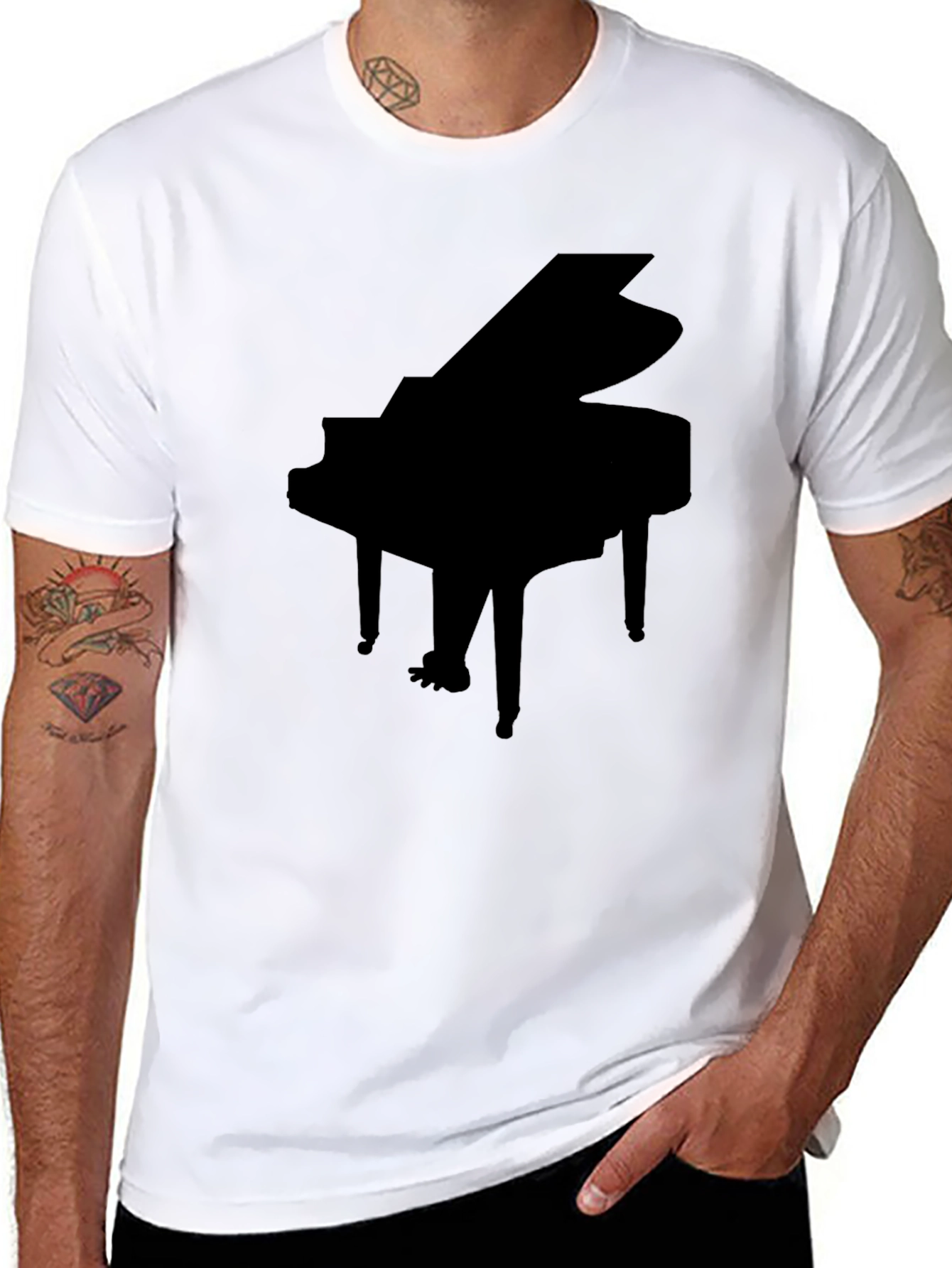 Grand Piano Silhouette Black T-Shirt