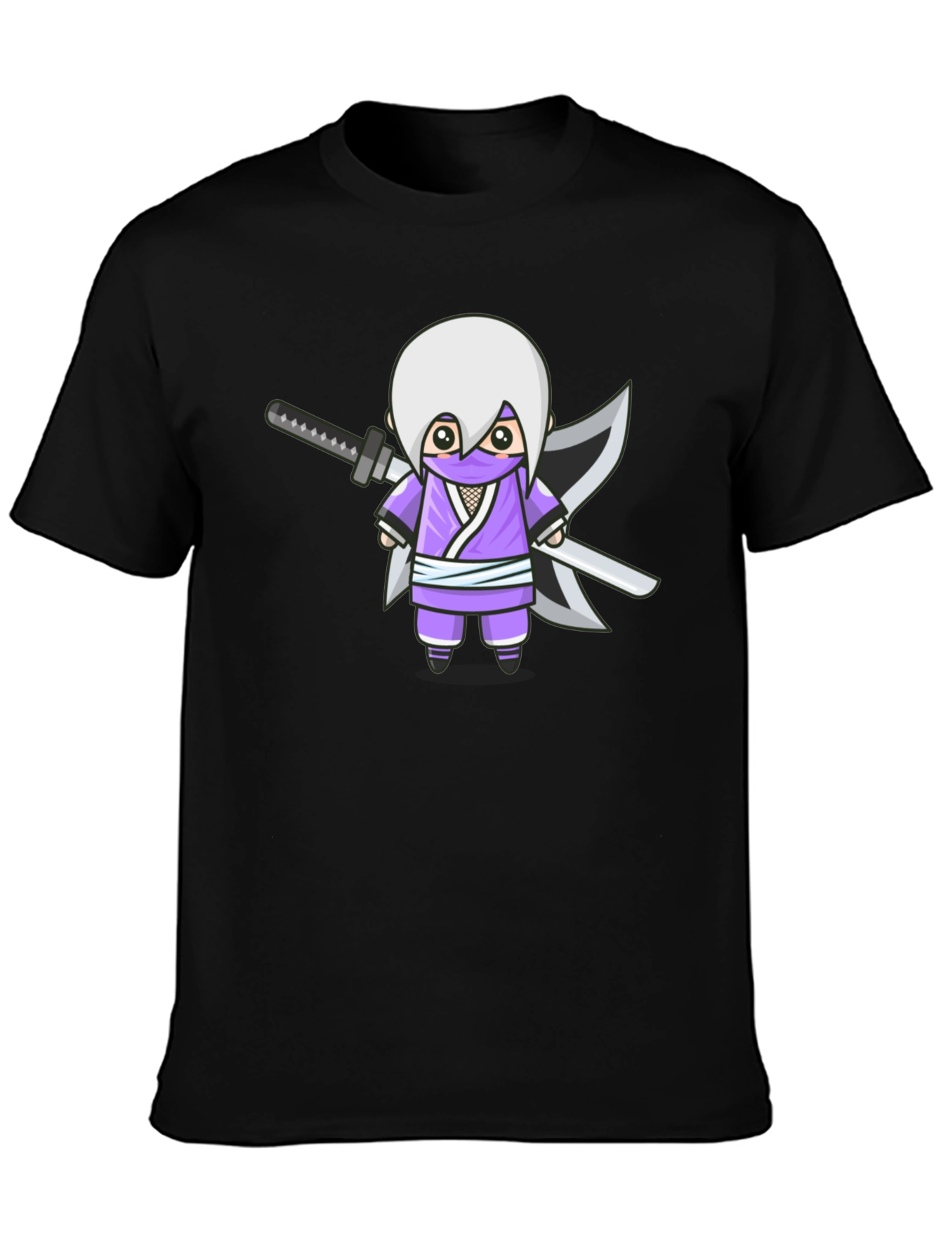 Ninja Cartoon Graphic T-Shirt - Black Cotton Tee