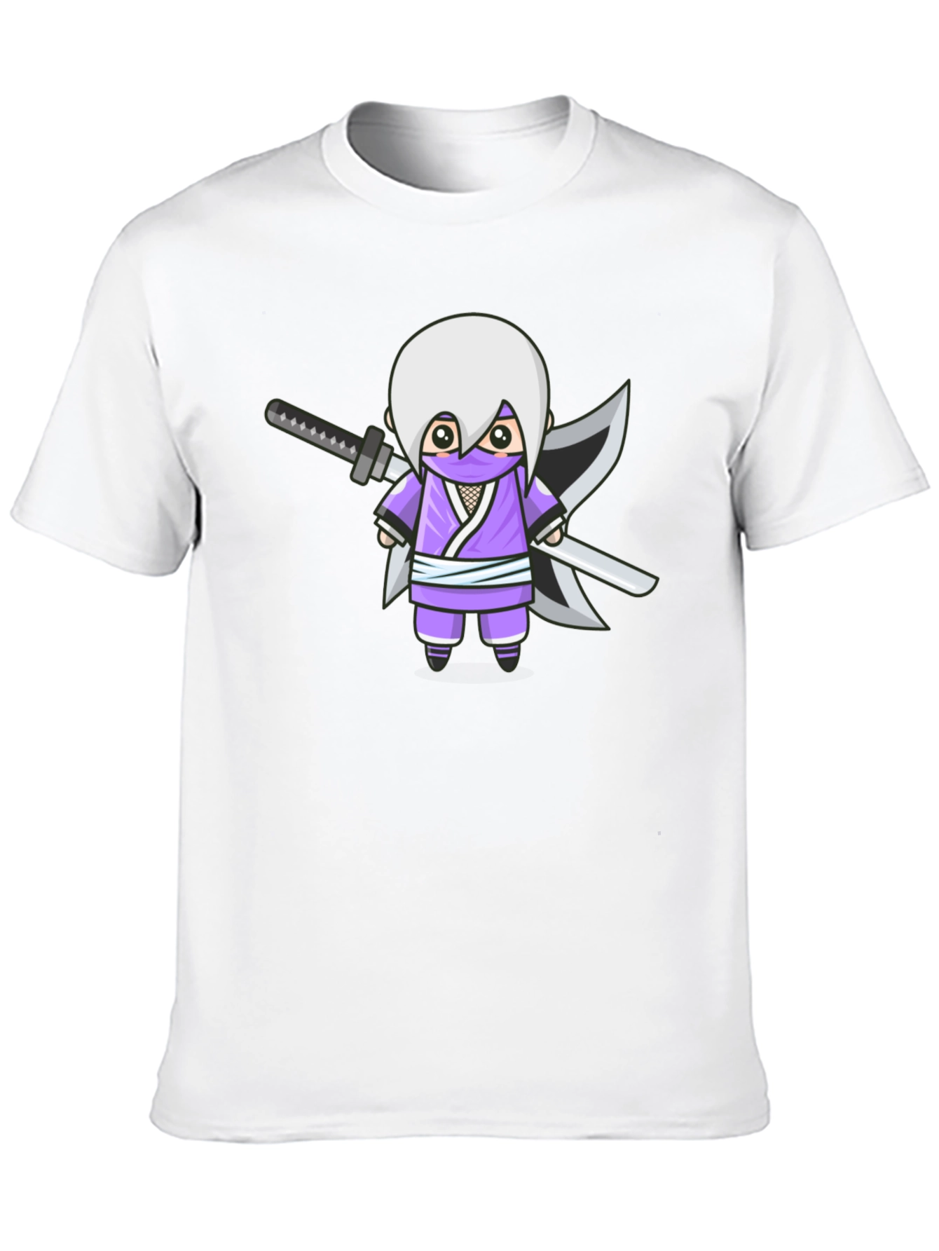 Ninja Cartoon Graphic T-Shirt - Black Cotton Tee