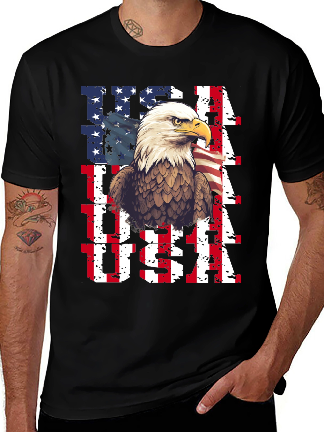Patriotic Eagle USA Flag Graphic Tee