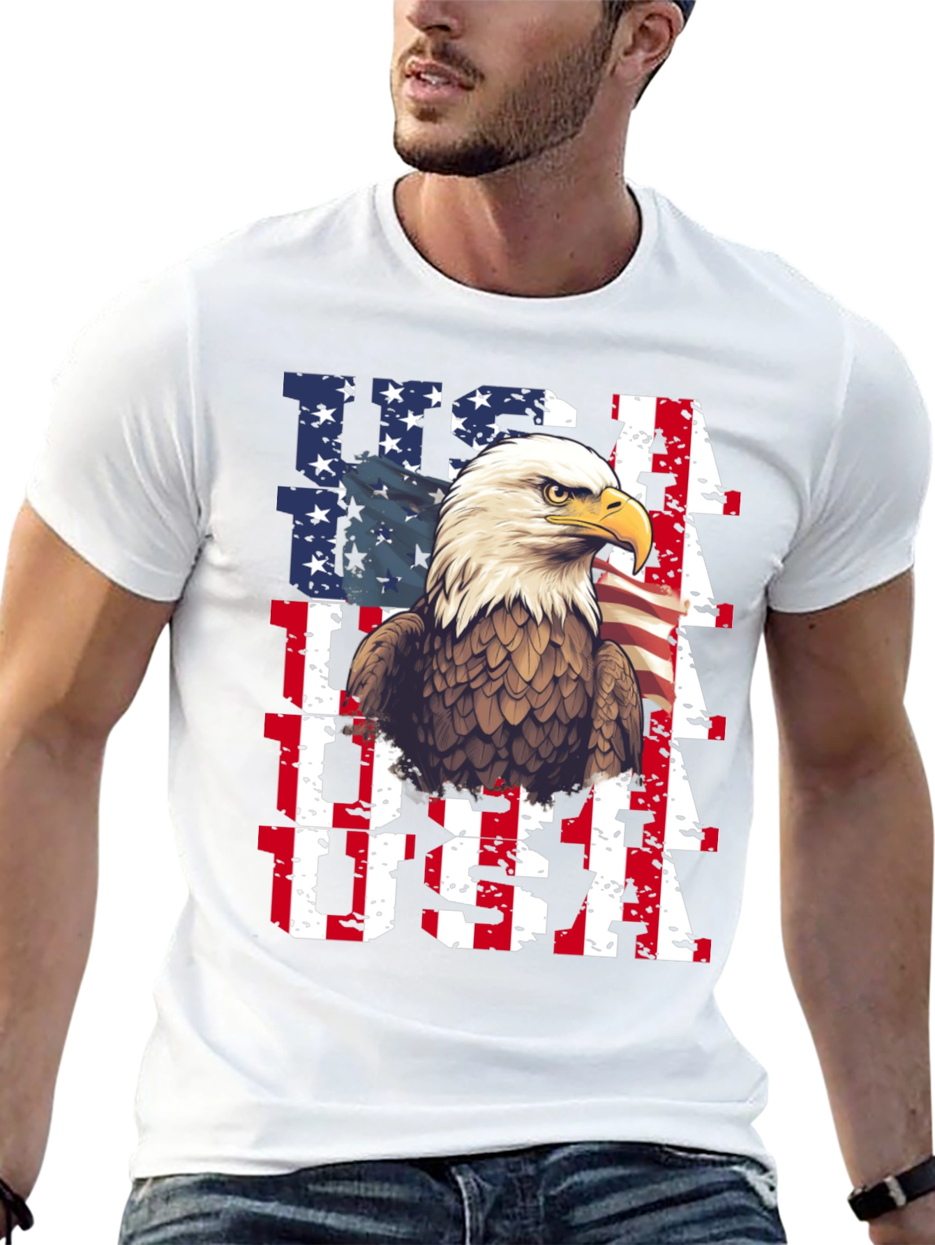Patriotic Eagle USA Flag Graphic Tee