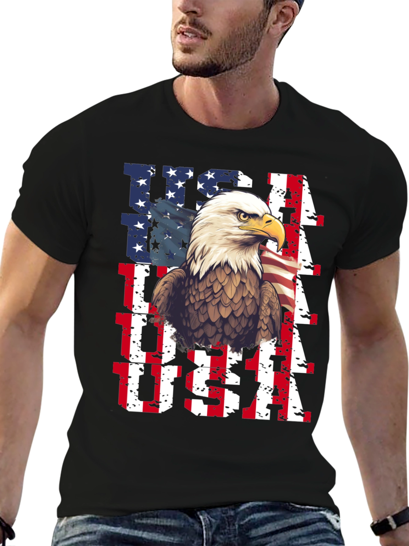 Patriotic Eagle USA Flag Graphic Tee