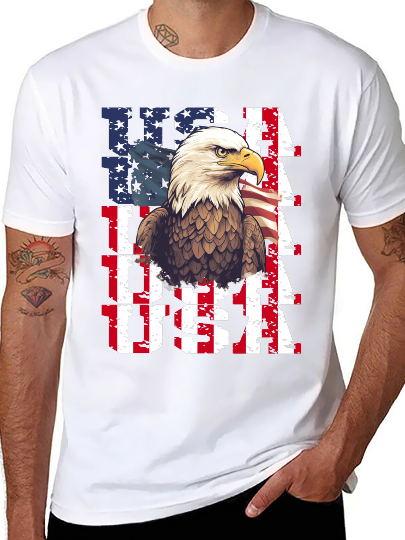 Patriotic Eagle USA Flag Graphic Tee